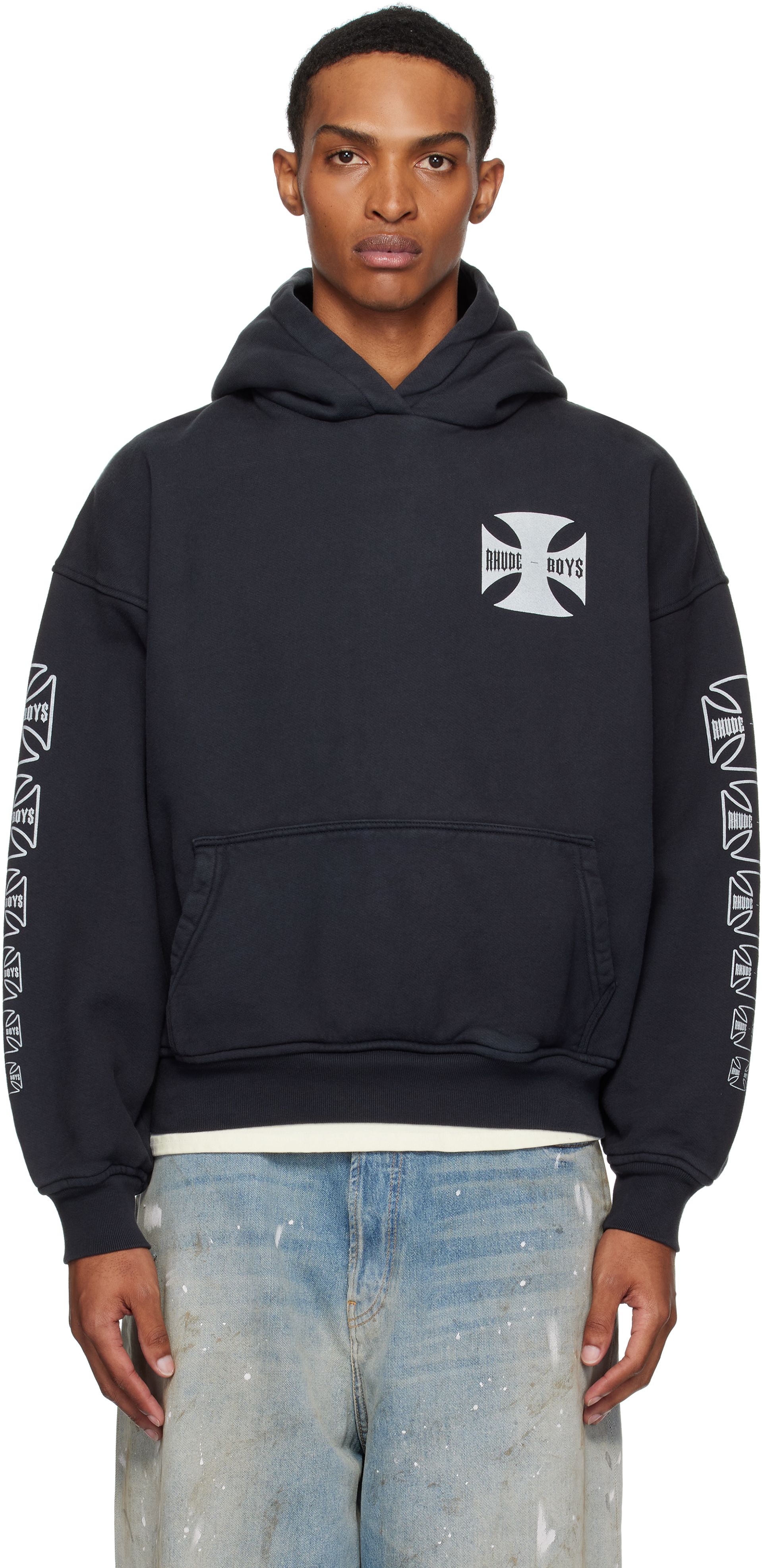 【関税込み】Rhude SSENSE限定 ブラック クロス フーディ Rhude for Men FW25 Collection | SSENSE