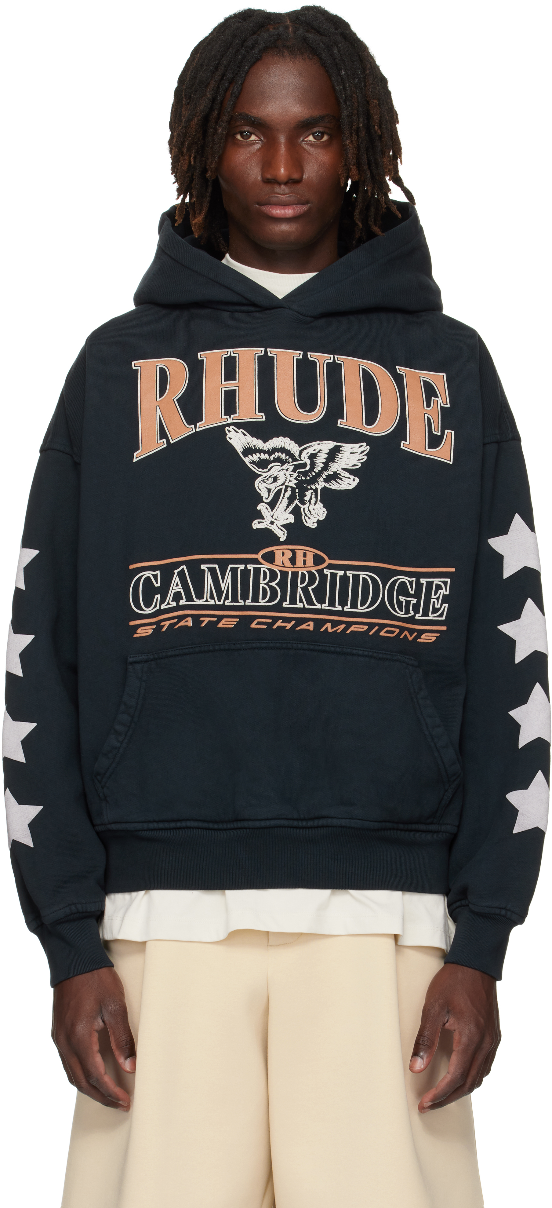 Rhude: ブラック 'Cambridge State Champions' フーディ