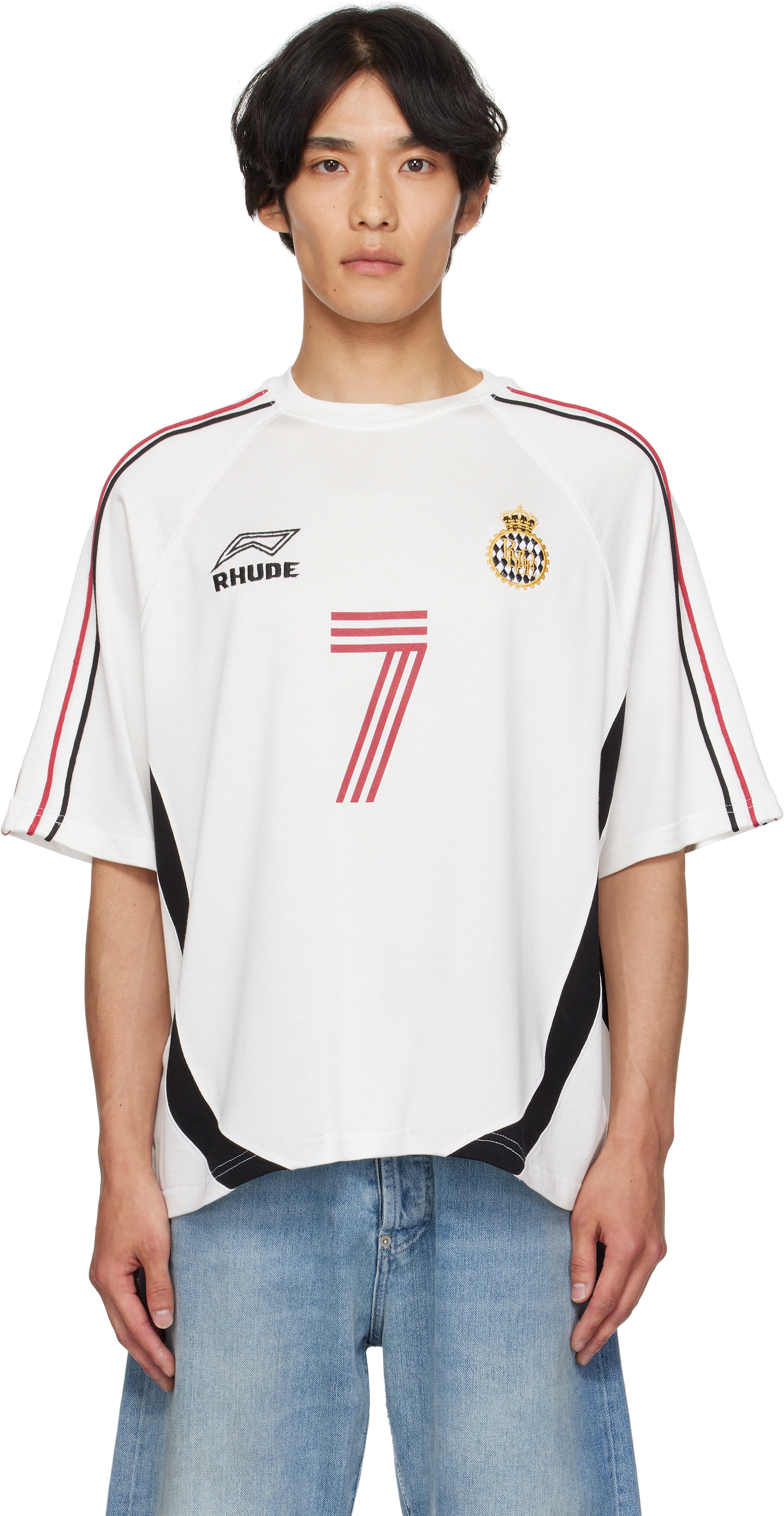Rhude White Lundun Soccer Jersey T-shirt In White