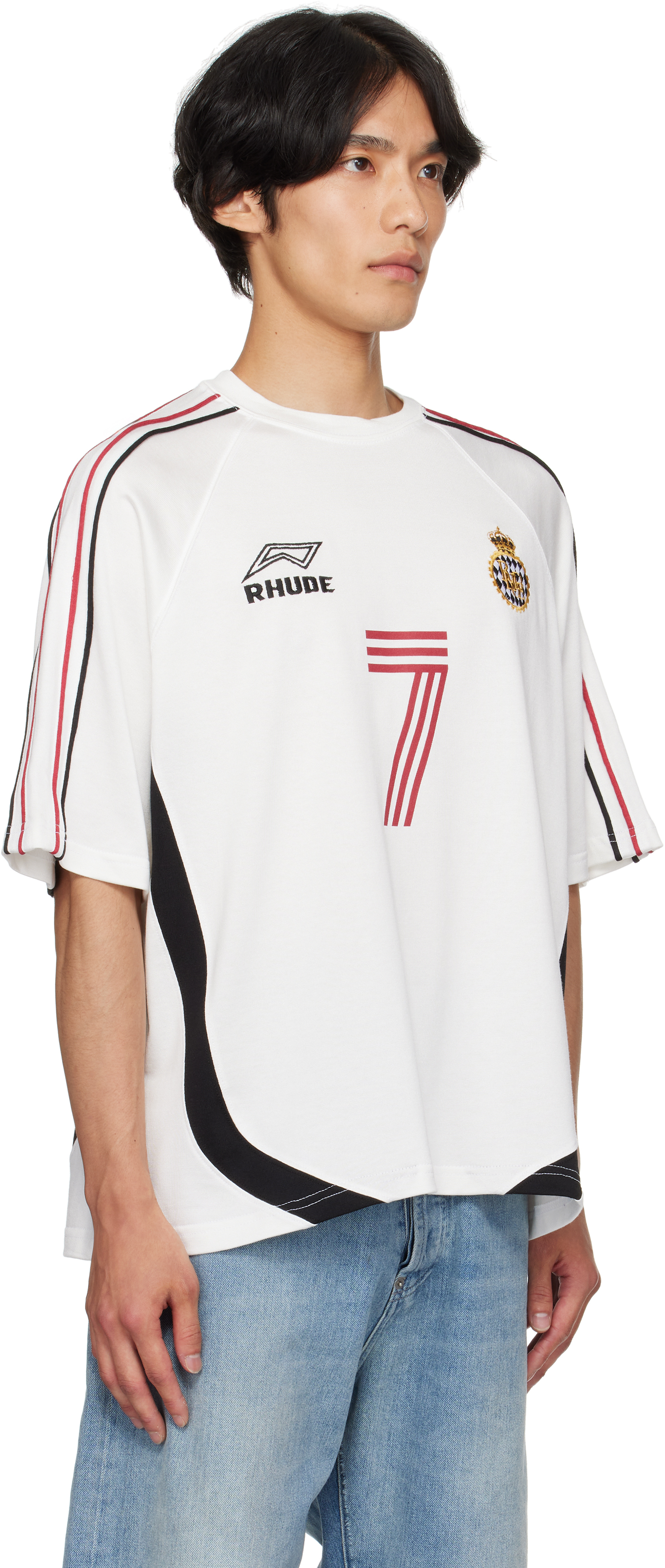 Rhude White Lundun Soccer Jersey T-shirt In White
