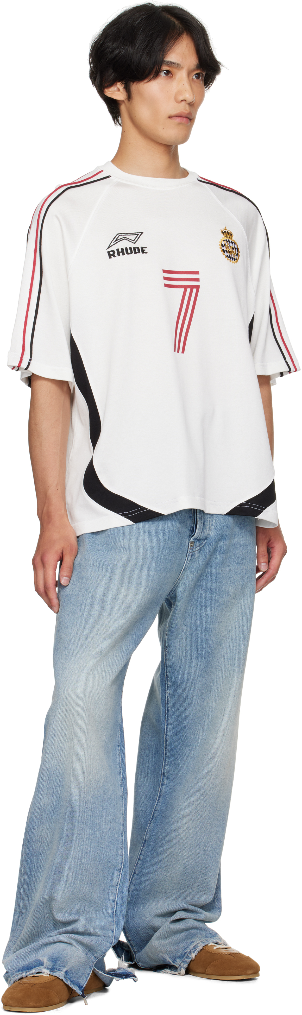 Rhude White Lundun Soccer Jersey T-shirt In White