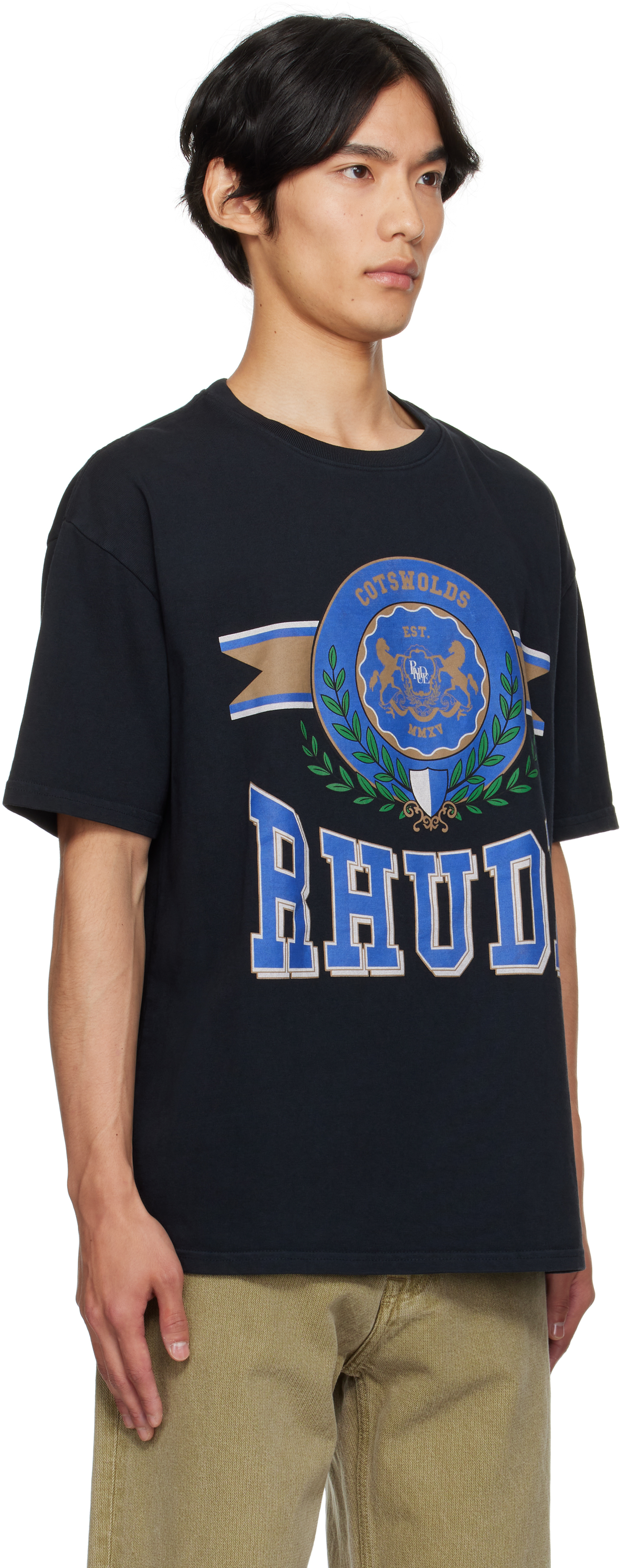 Rhude Cotswold Crest Graphic Print T-shirt In Black
