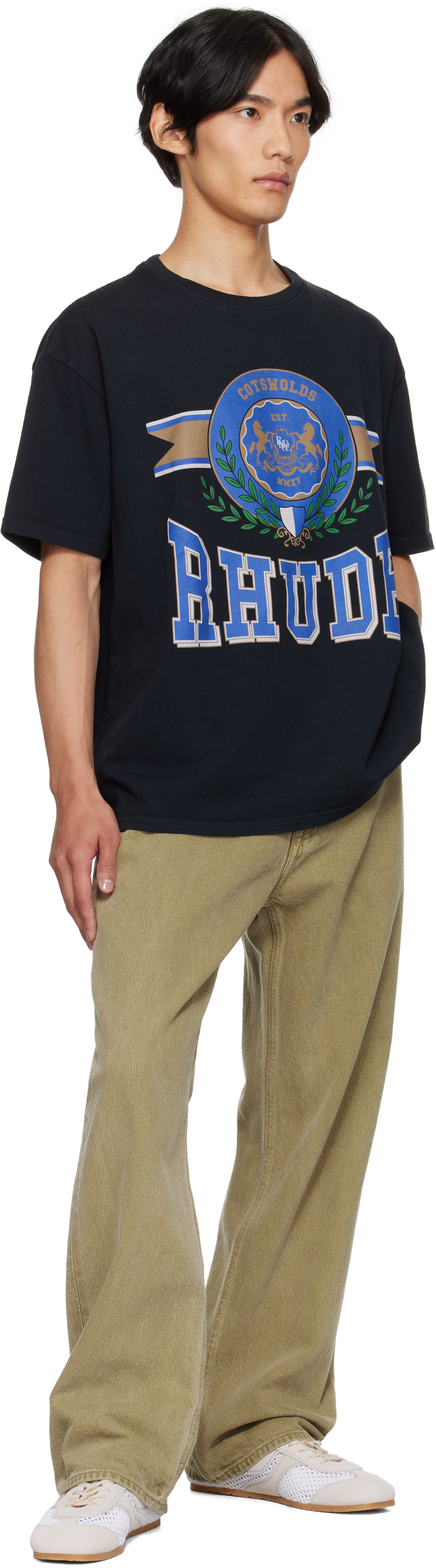 Rhude Cotswold Crest Graphic Print T-shirt In Black