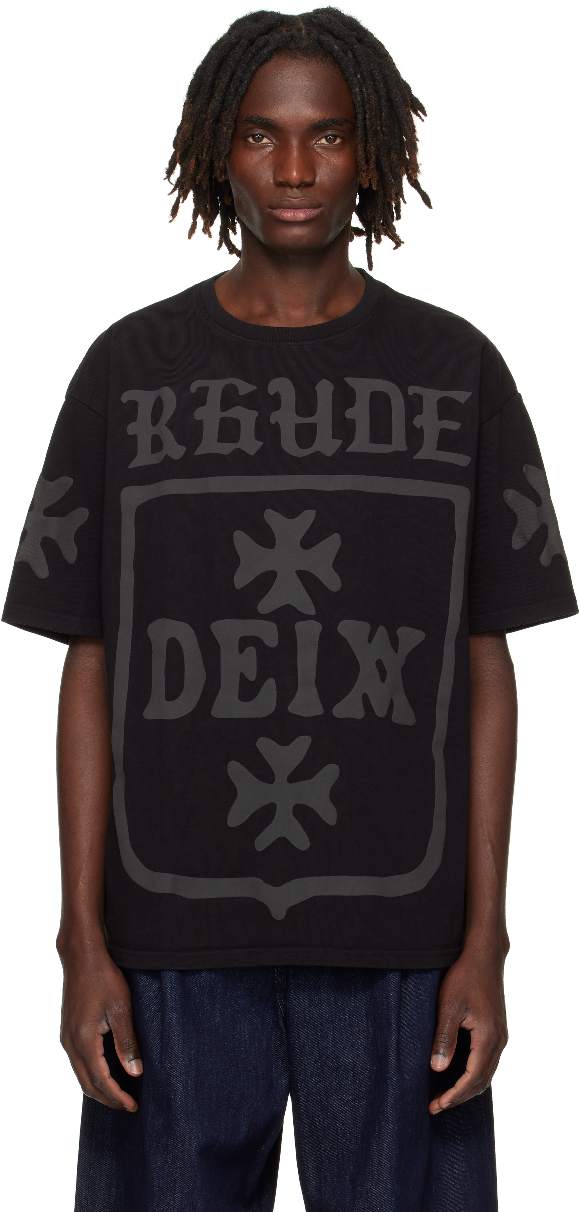 ★Rhude★ ブラック 'Rhude' Cadre Tシャツ RHUDE CADRE TEE – R H U D E