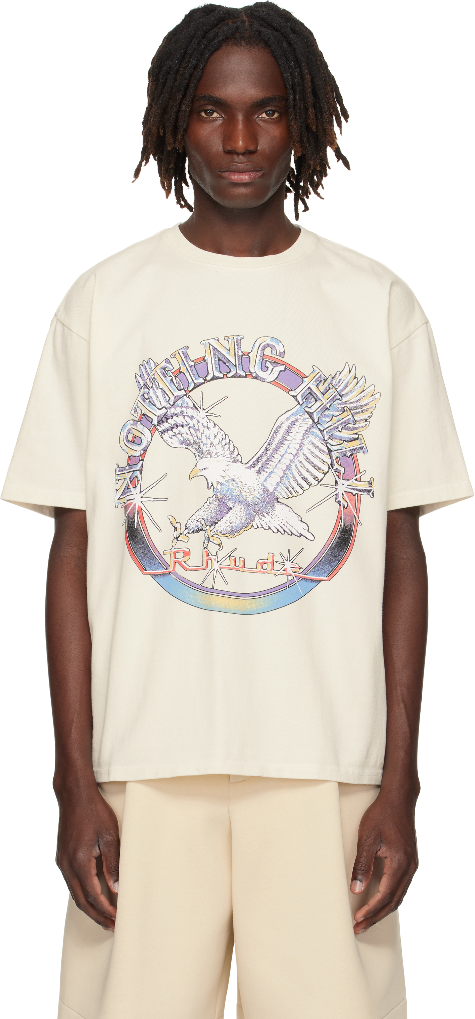 【関税込み】Rhude オフホワイト 'Notting Hill' Eagle Tシャツ Rhude: Off-White 'Notting Hill' Eagle T-shirt | SSENSE