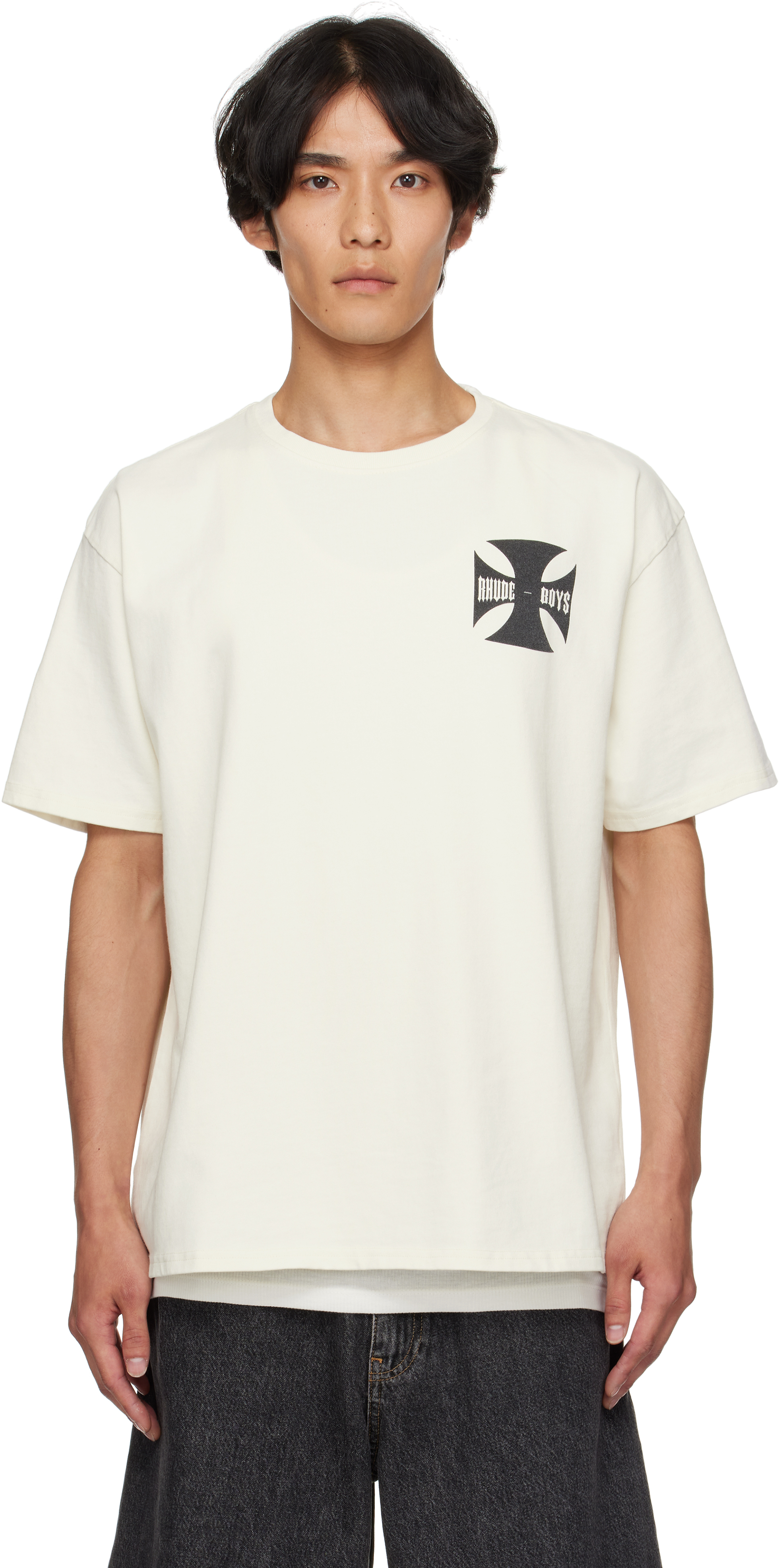 Rhude Off-white ' Boys' T-shirt In Neutral