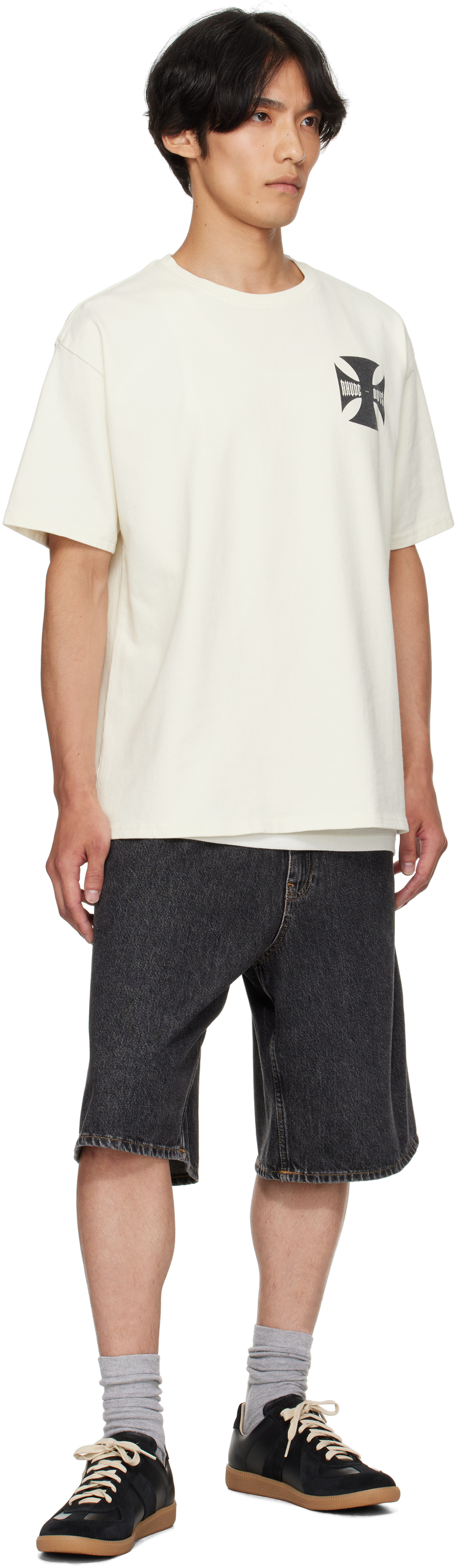 Rhude Off-white ' Boys' T-shirt In Neutral