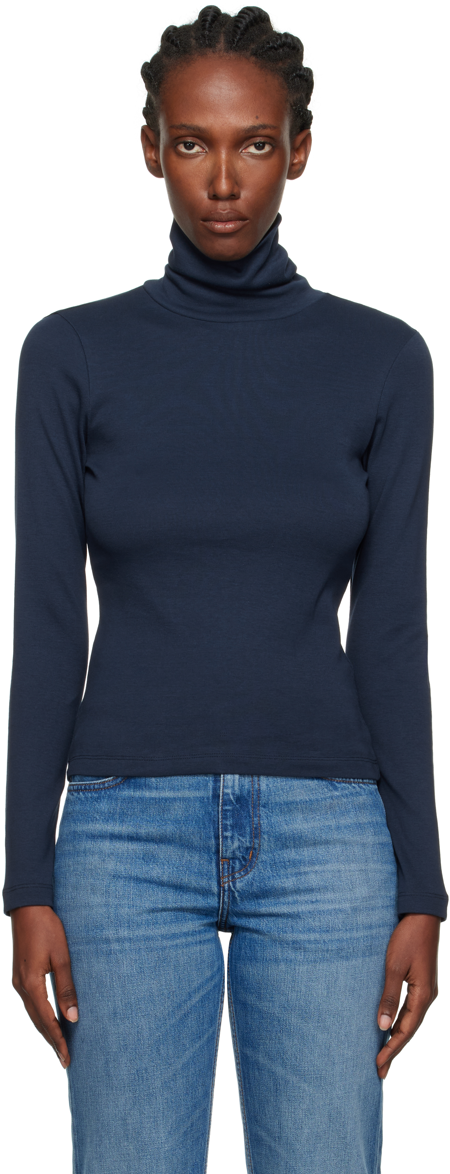 Flore Flore Navy Dinah Turtleneck In Blue