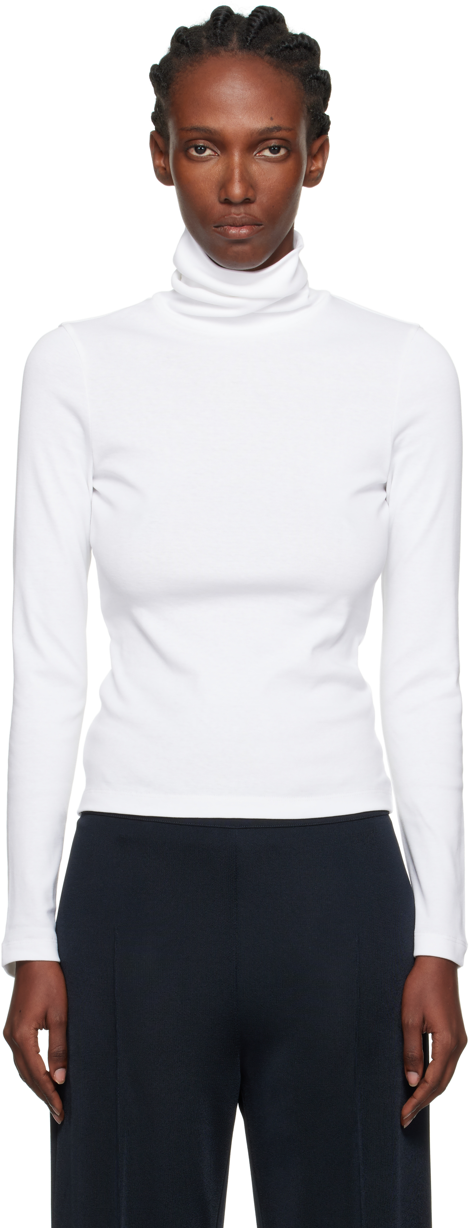 FLORENTクルーネックトップス WHT Color Block Turtleneck | FBM