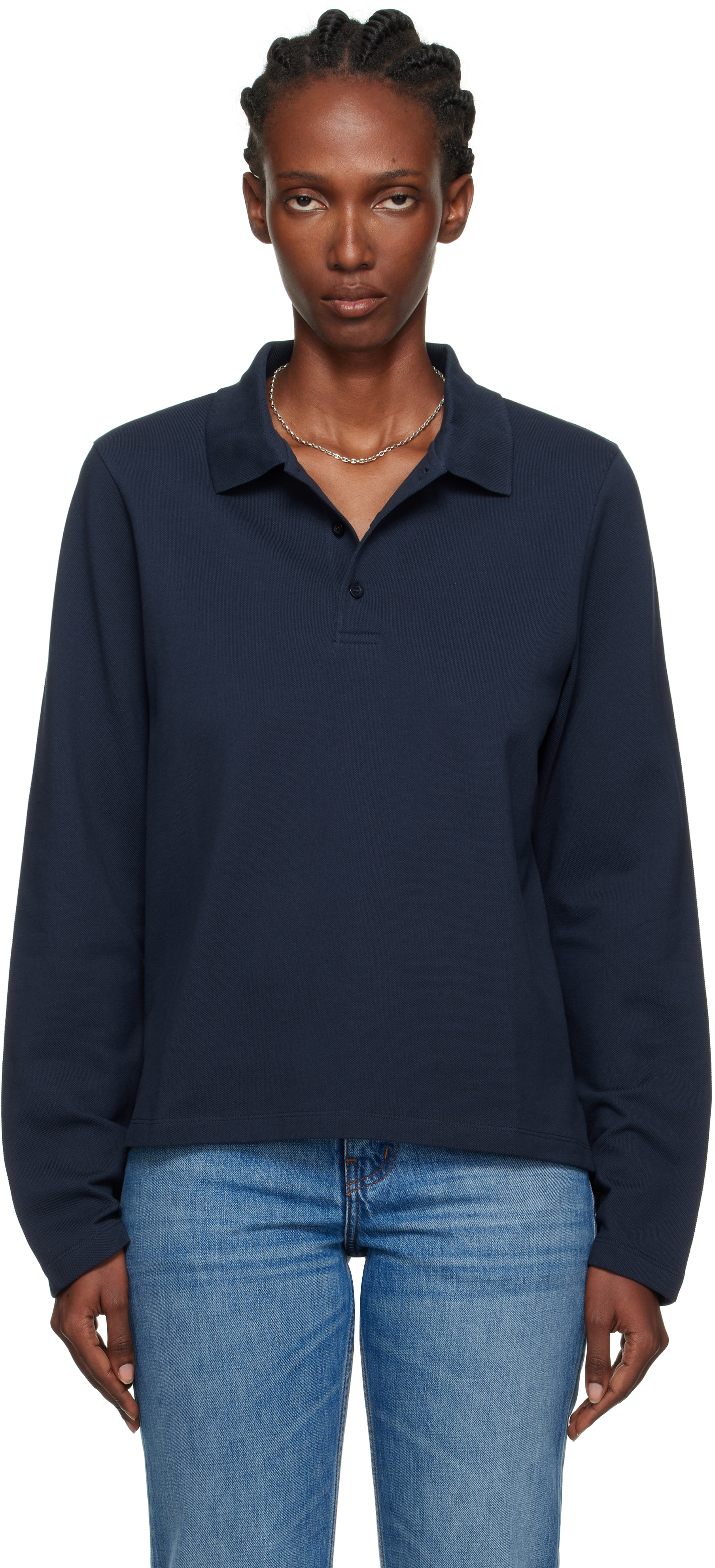 Flore Flore Diana Cotton Polo Shirt In Blue