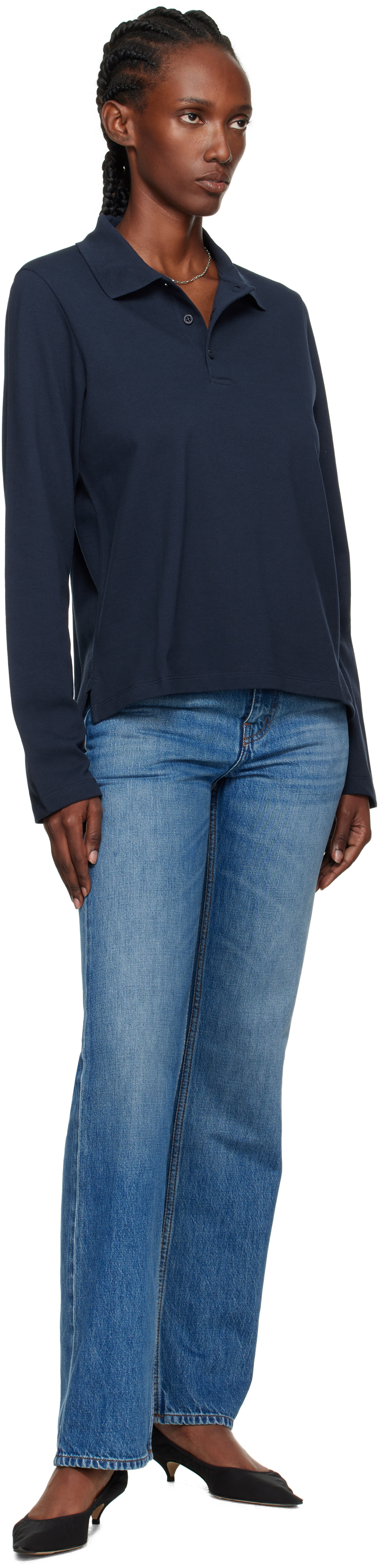 Flore Flore Diana Cotton Polo Shirt In Blue