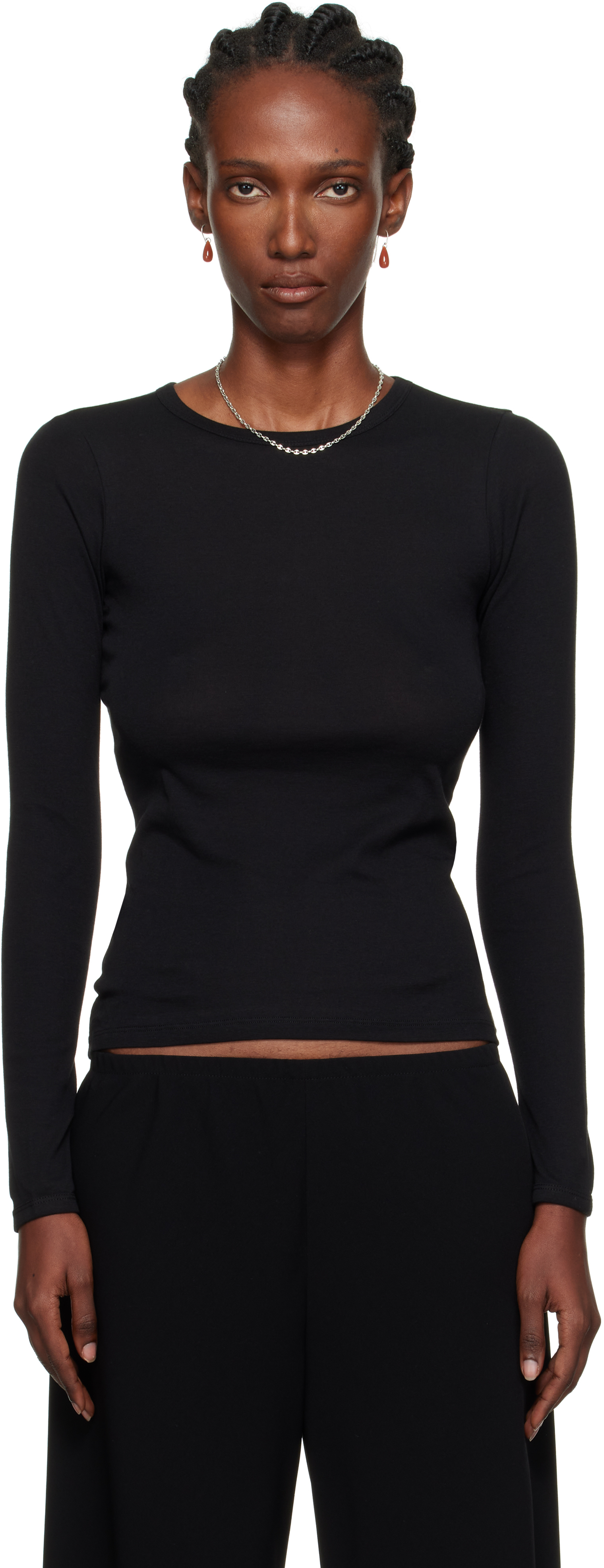 FLORE FLORE: Black Olivia Longsleeve T-shirt | SSENSE