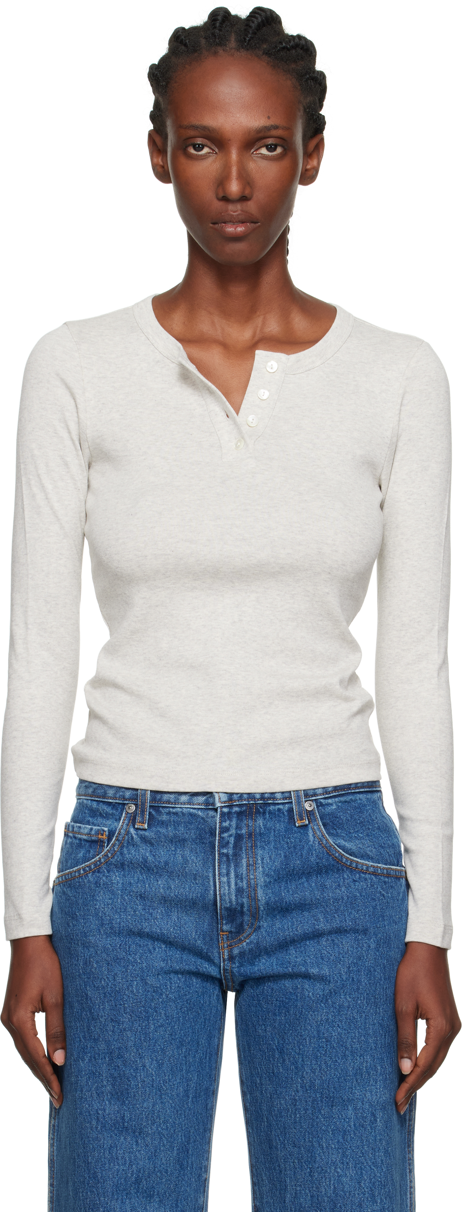 Flore Flore Gray Jess Longsleeve T-shirt In White