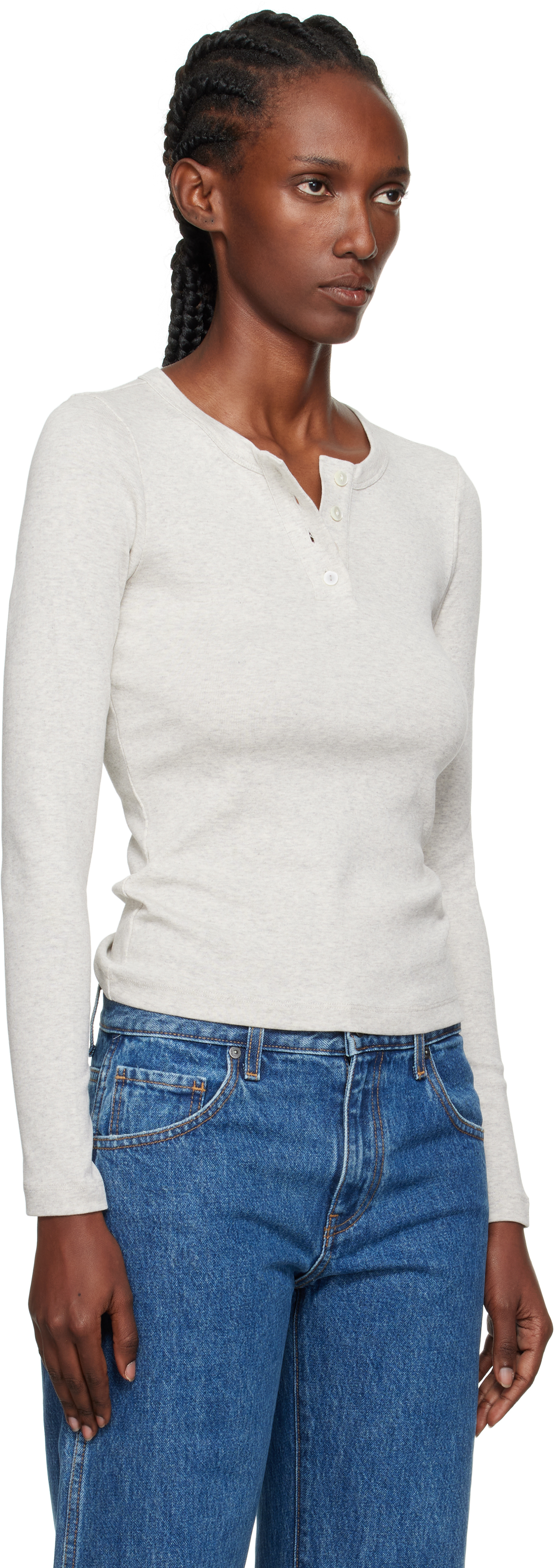 Flore Flore Gray Jess Longsleeve T-shirt In White