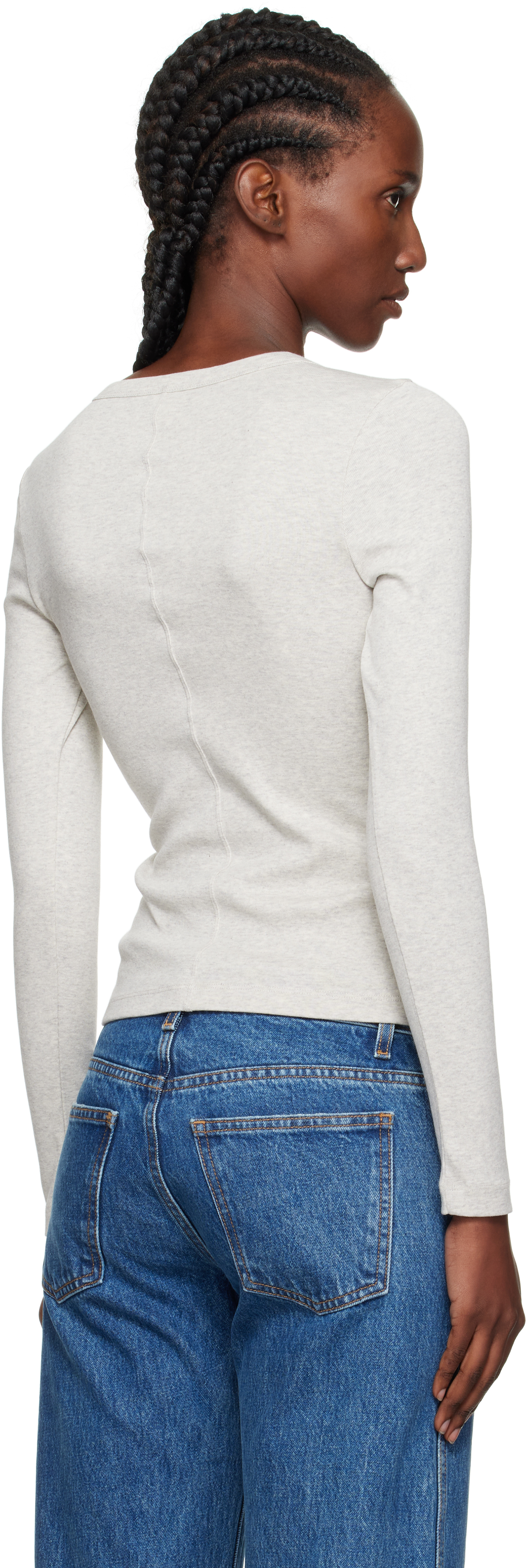 Flore Flore Gray Jess Longsleeve T-shirt In White