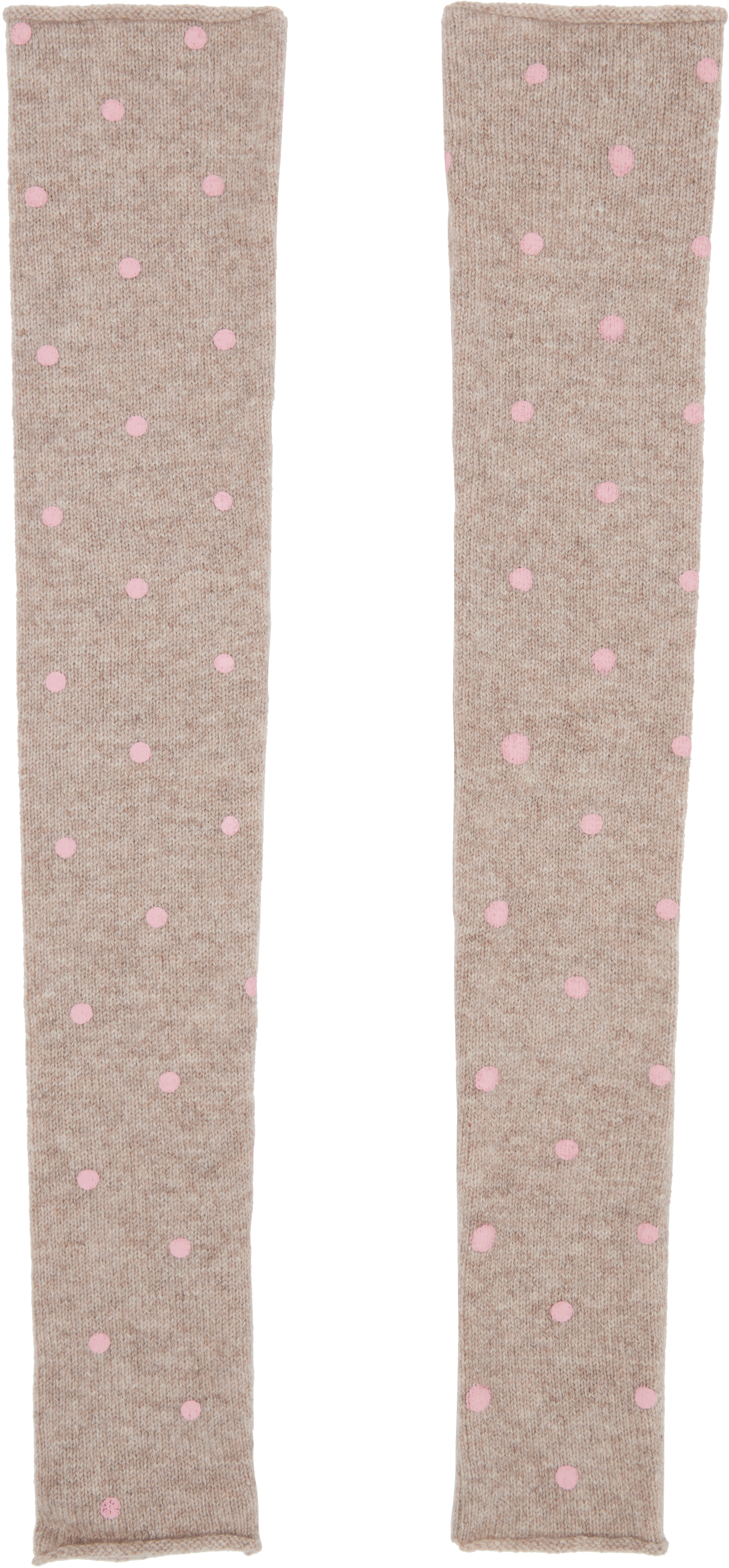 Ashley Williams Beige Knit Arm Warmers In Pink