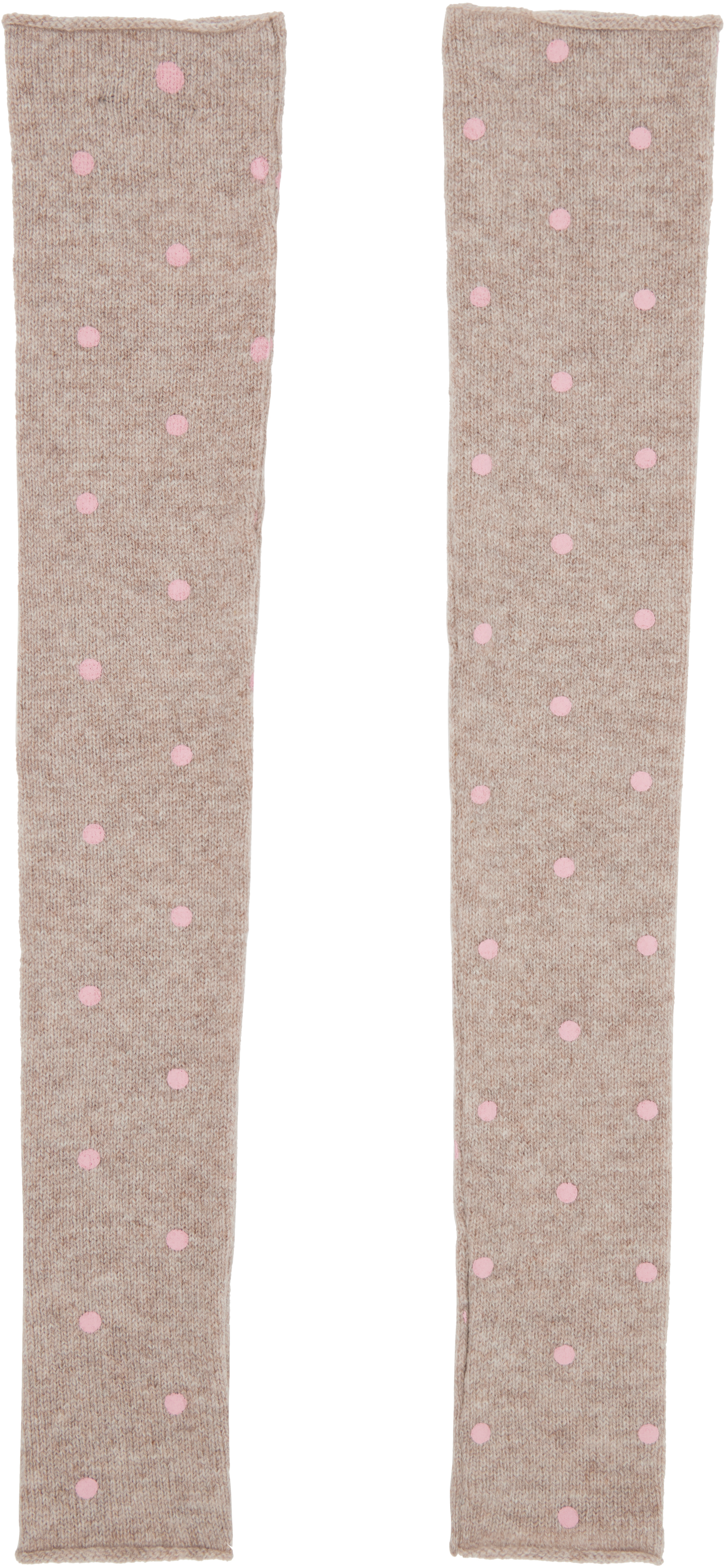 Ashley Williams Beige Knit Arm Warmers In Pink