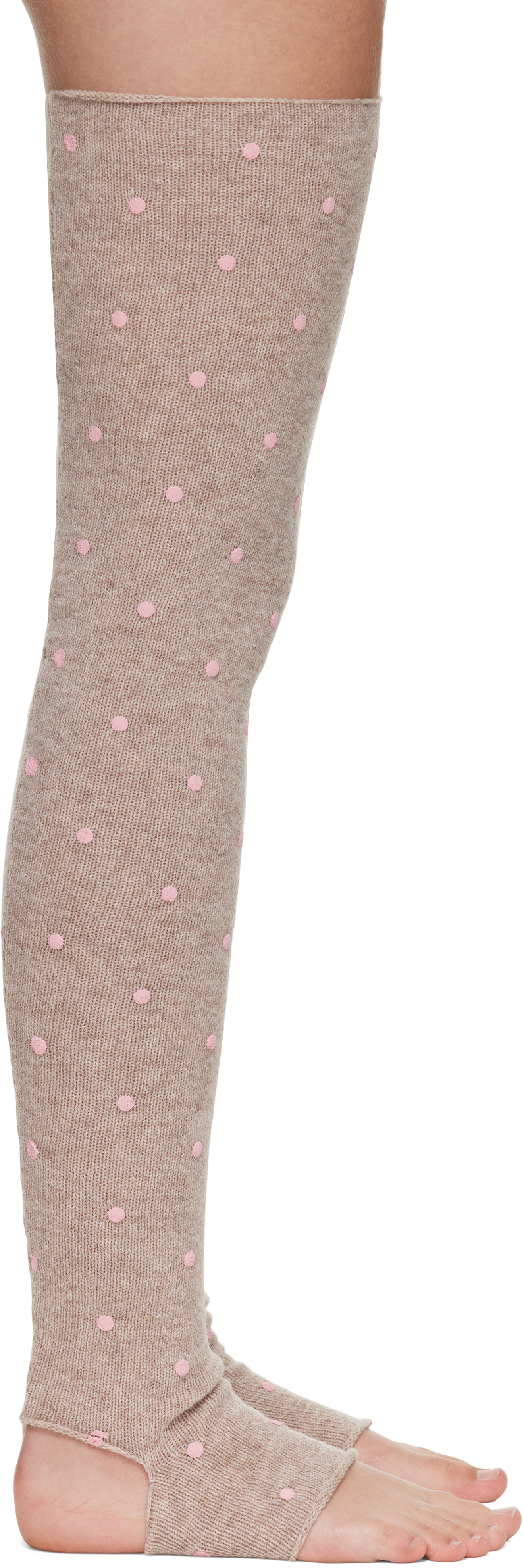 Ashley Williams Brown Knit Toeless Socks In Neutral