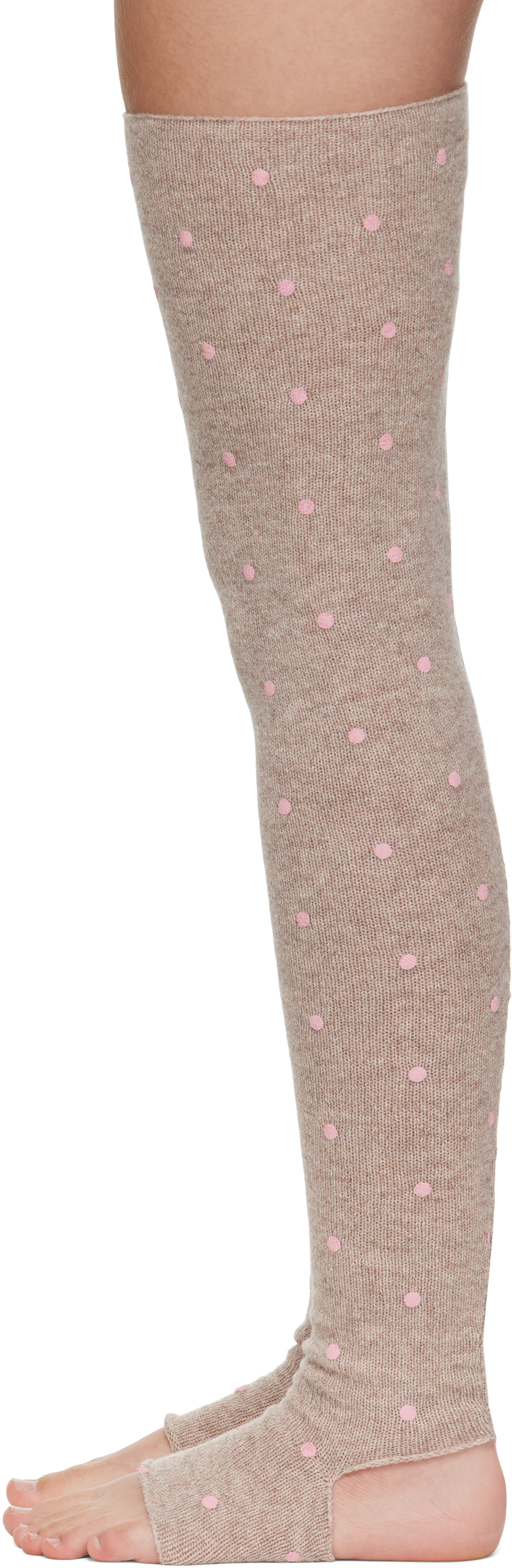 Ashley Williams Brown Knit Toeless Socks In Neutral