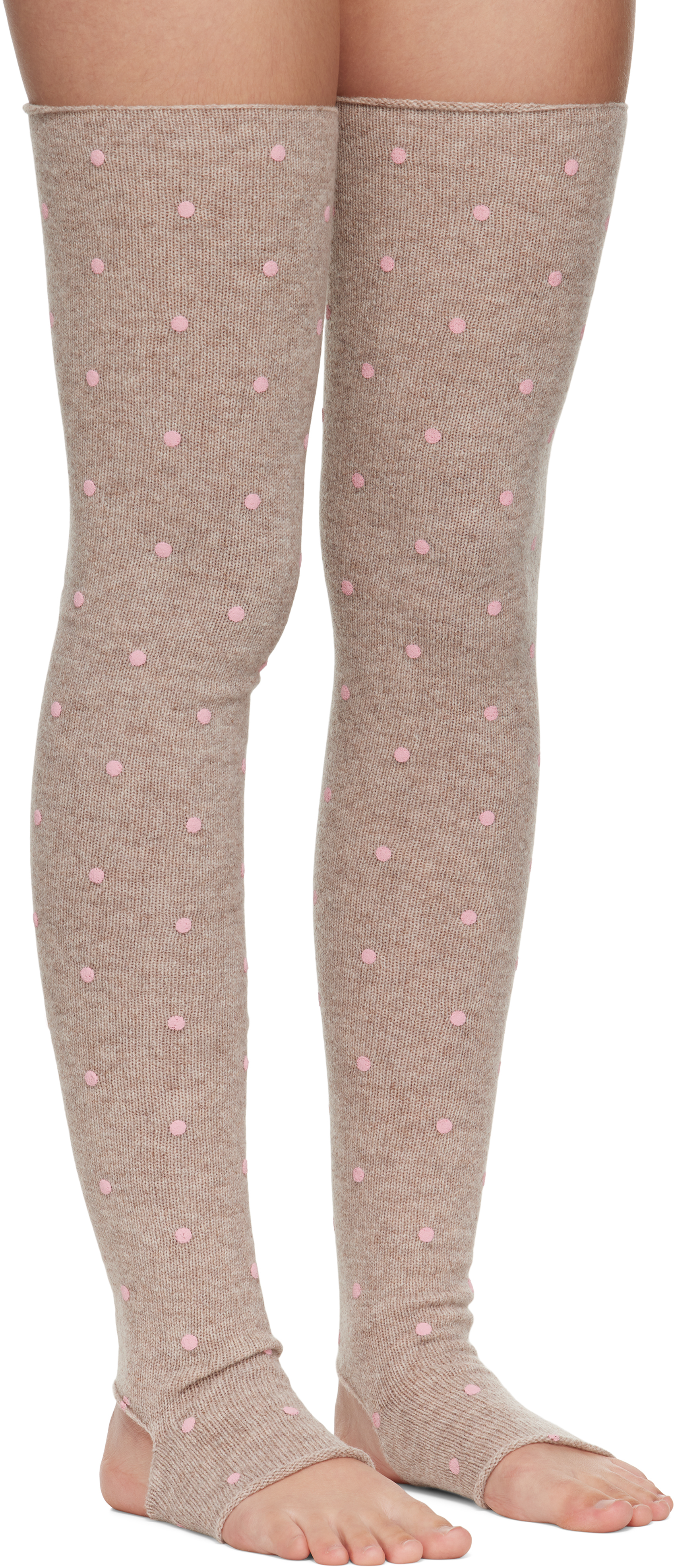 Ashley Williams Brown Knit Toeless Socks In Neutral