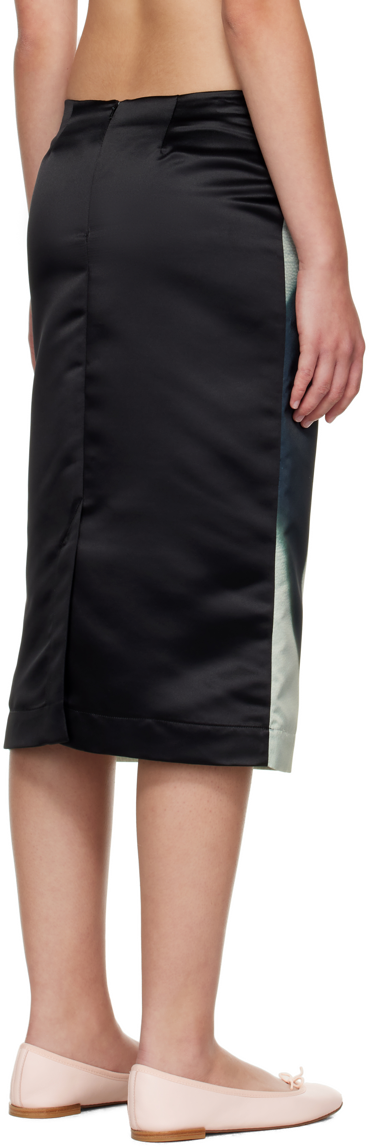 Ashley Williams Gray & Black Kittens Midi Skirt In Gray