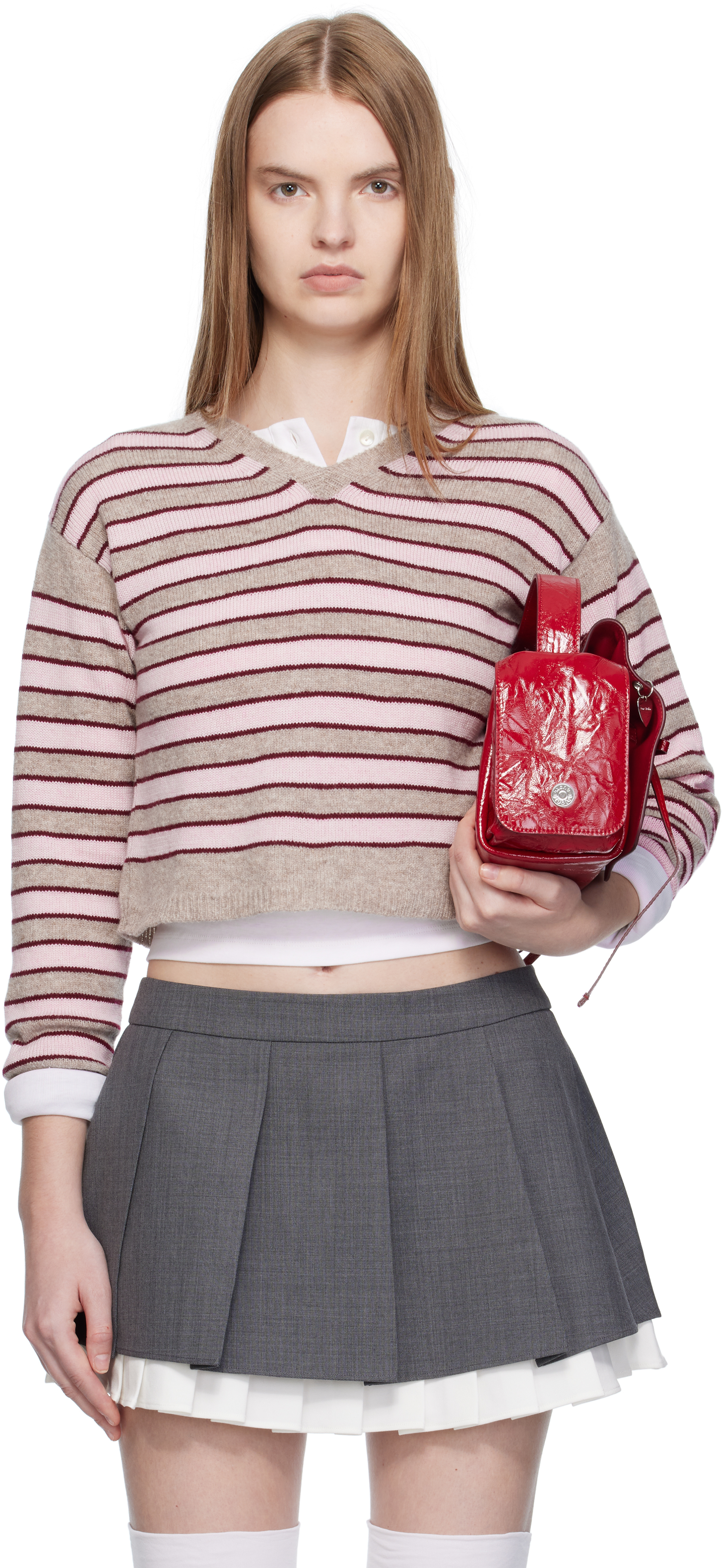 Ashley Williams Beige Molly Knit Sweater In Gray