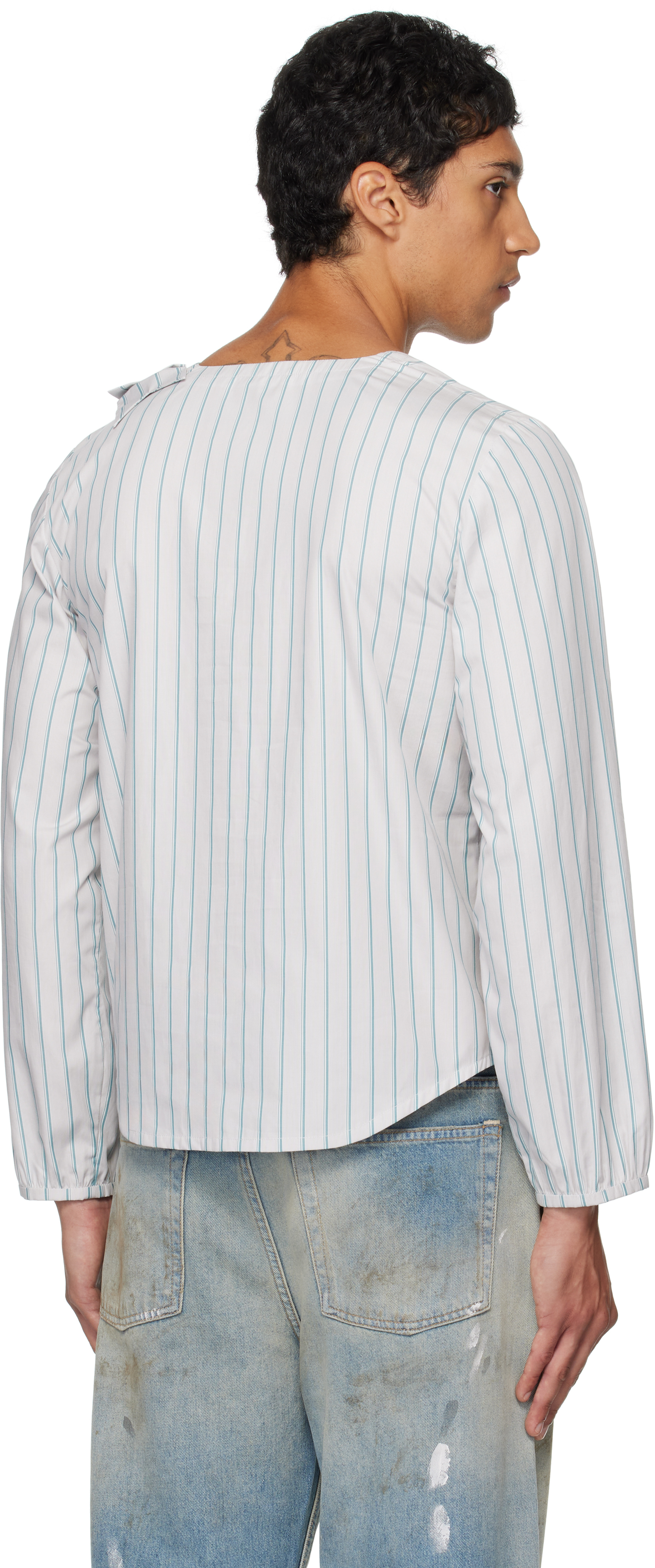 Ashley Williams Green Stripe Bow Shirt In Multi