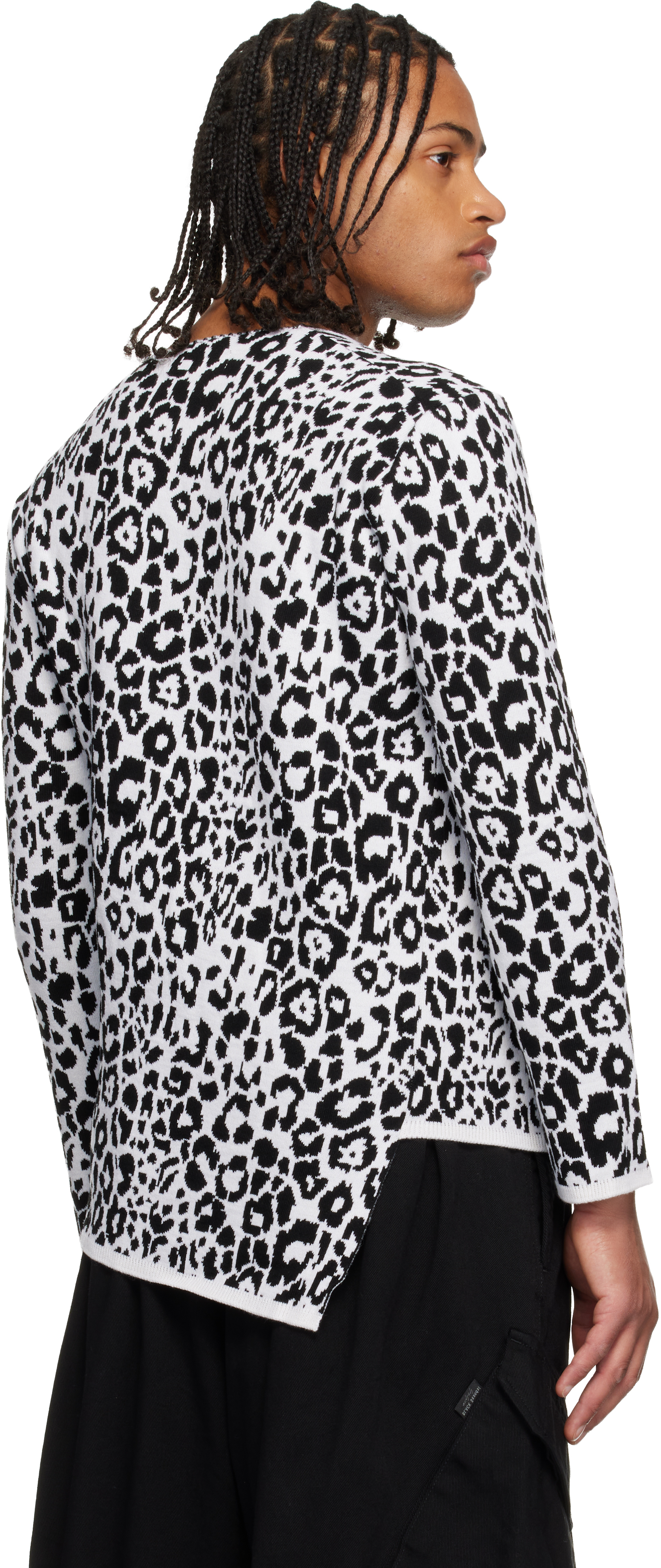 Black Comme Des Garçons White & Black Leopard Sweater In Black