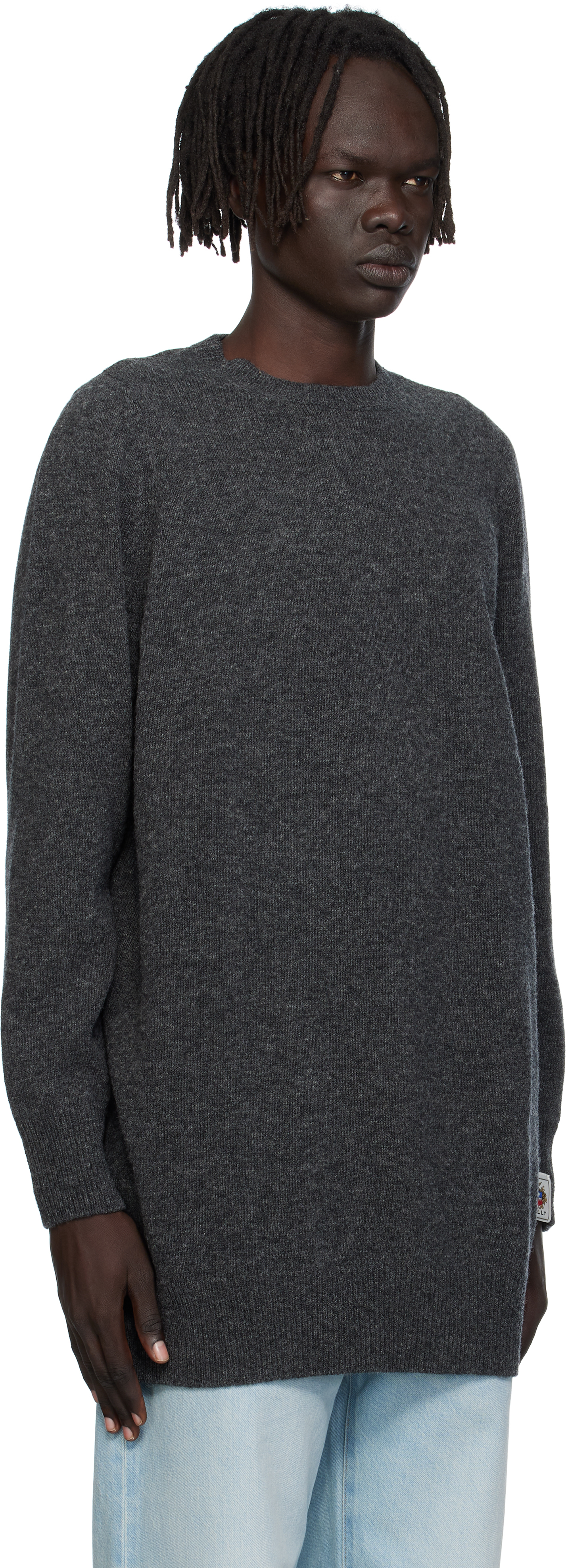 Bally Gray Long Wool Sweater In Gray