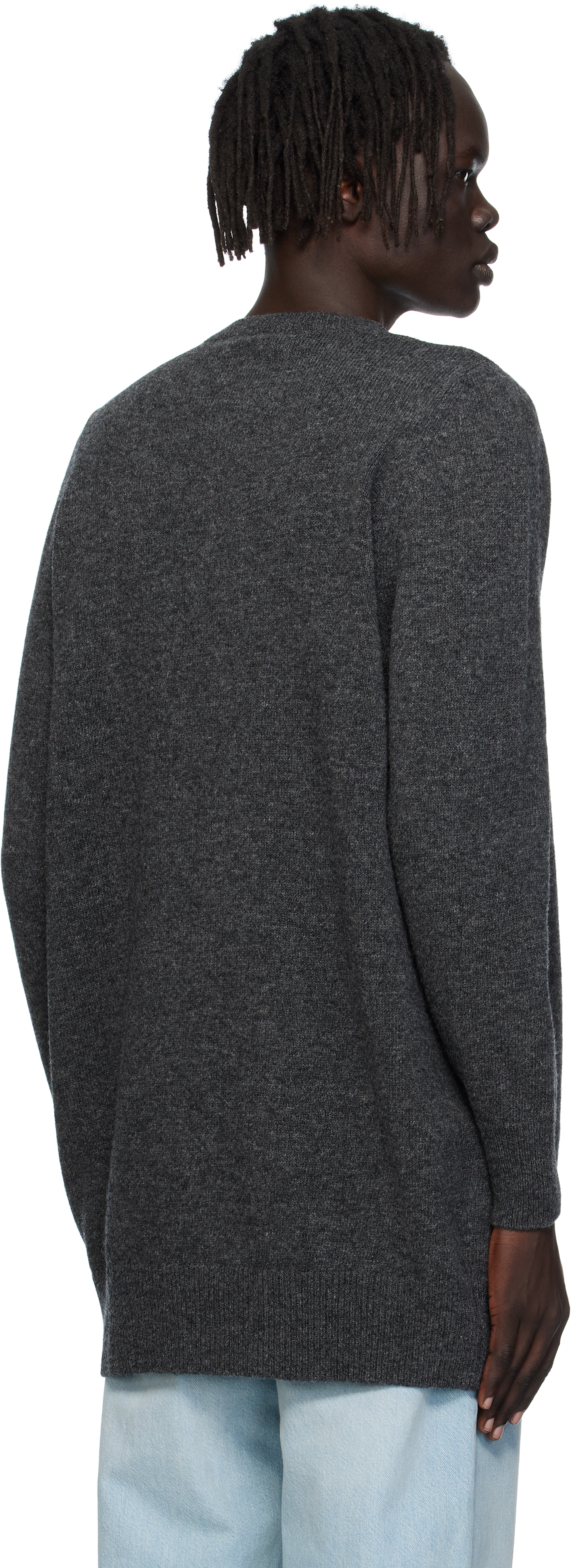 Bally Gray Long Wool Sweater In Gray