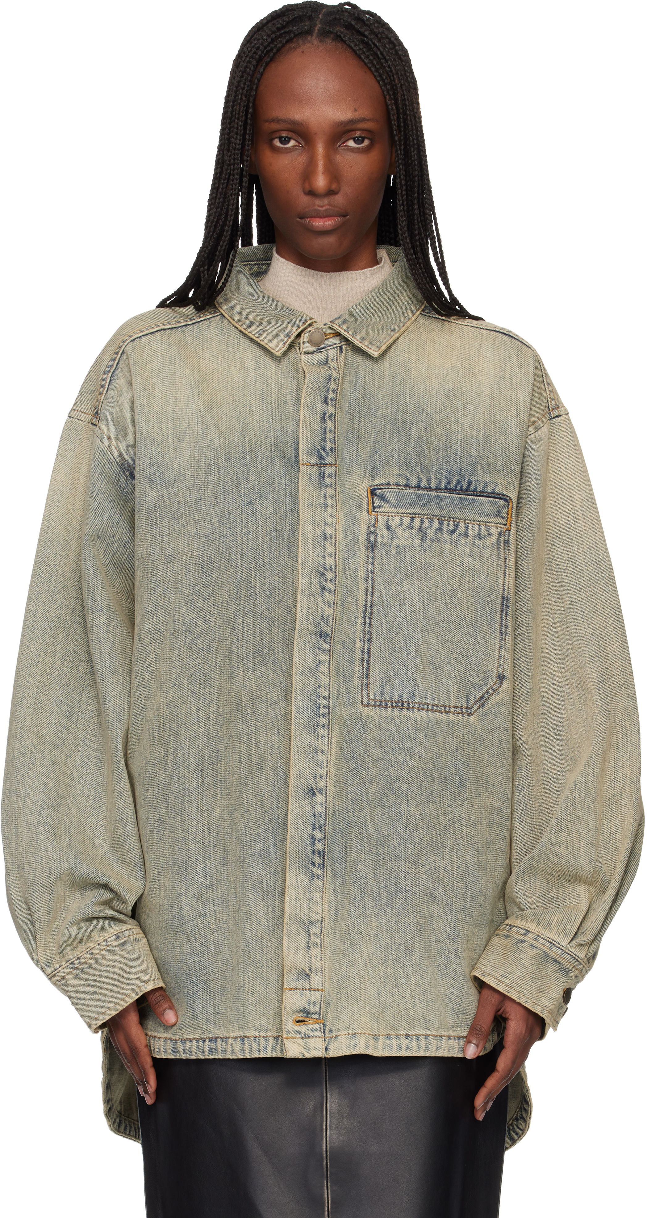 Blue Herculean Denim Shirt by Entire Studios on Sale