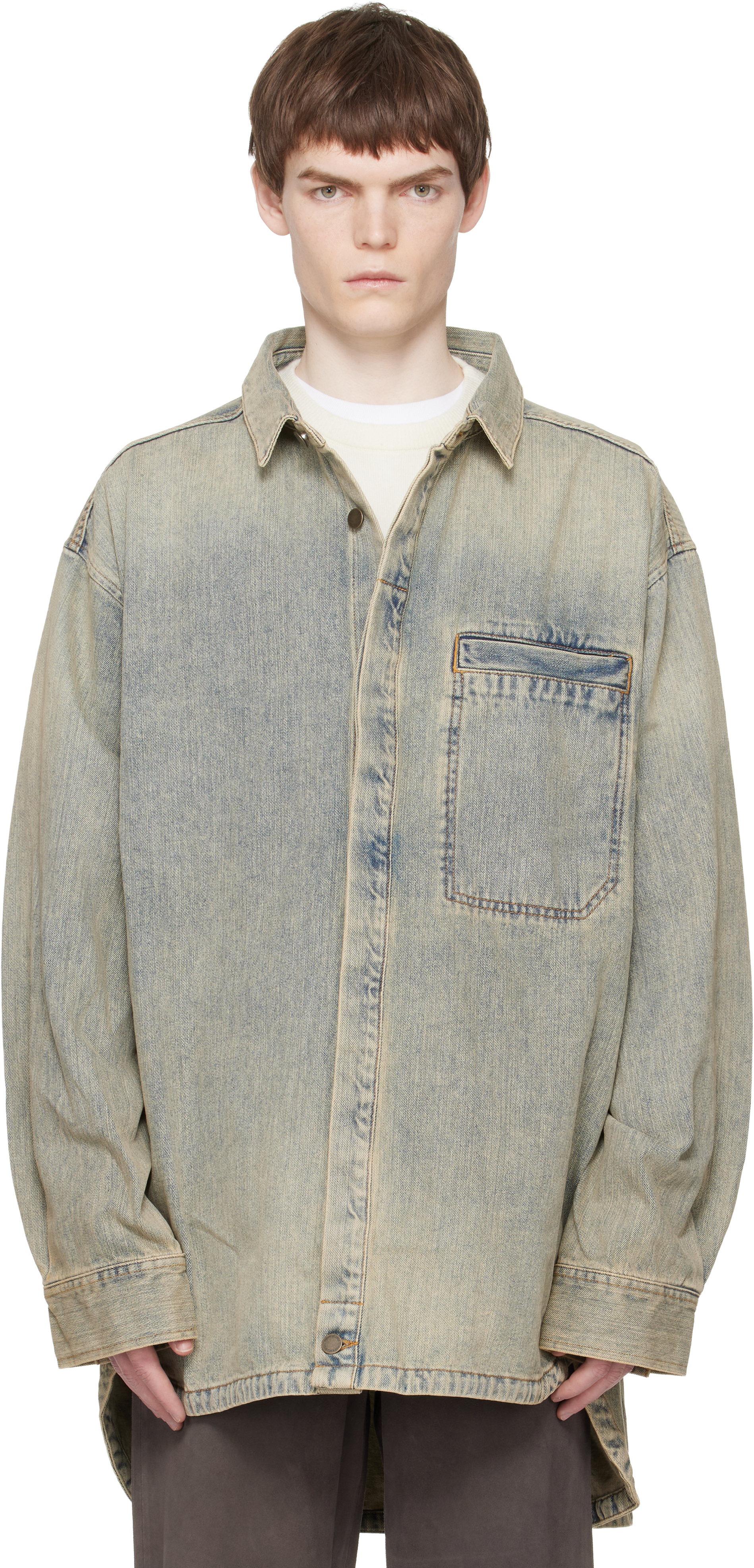 Blue Herculean Denim Shirt by Entire Studios on Sale