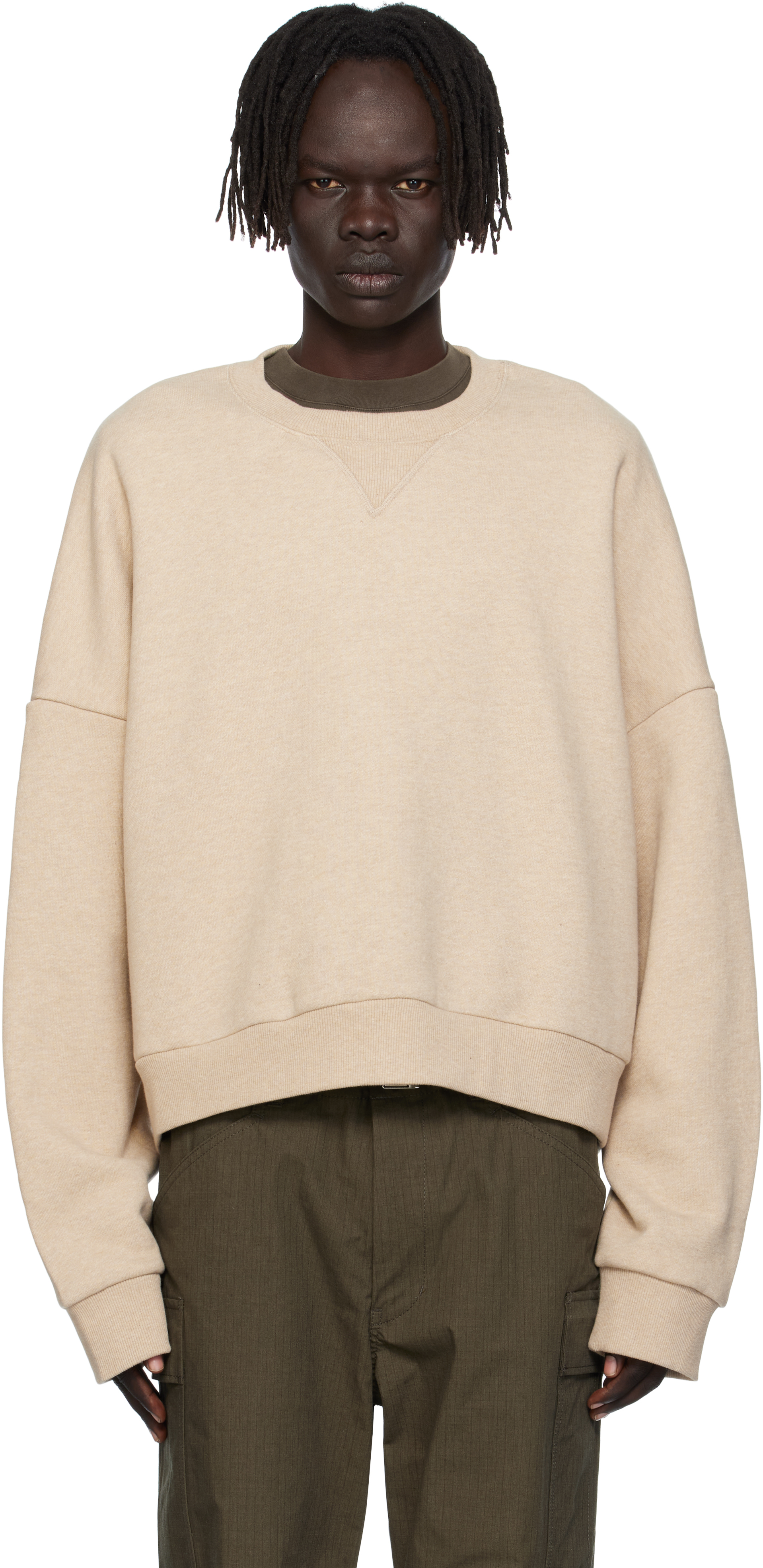 Beige Box Crew Sweatshirt by Entire Studios on Sale