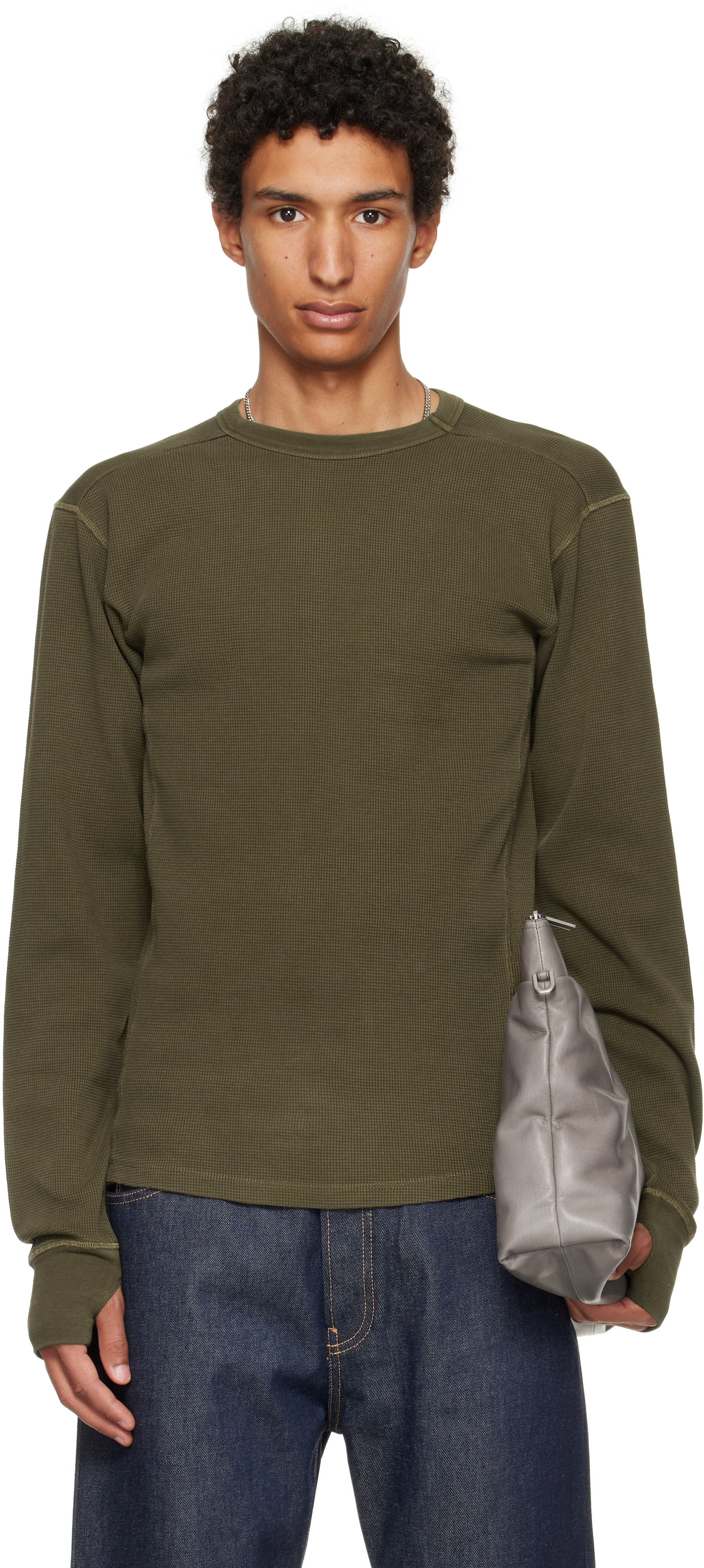 Khaki Thermal Long Sleeve T-shirt by Entire Studios on Sale