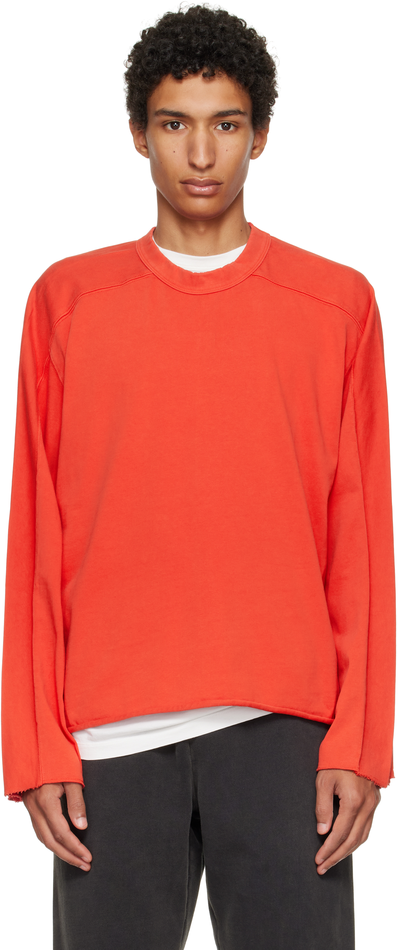 Red Heavy Long Sleeve T-shirt by Entire Studios on Sale
