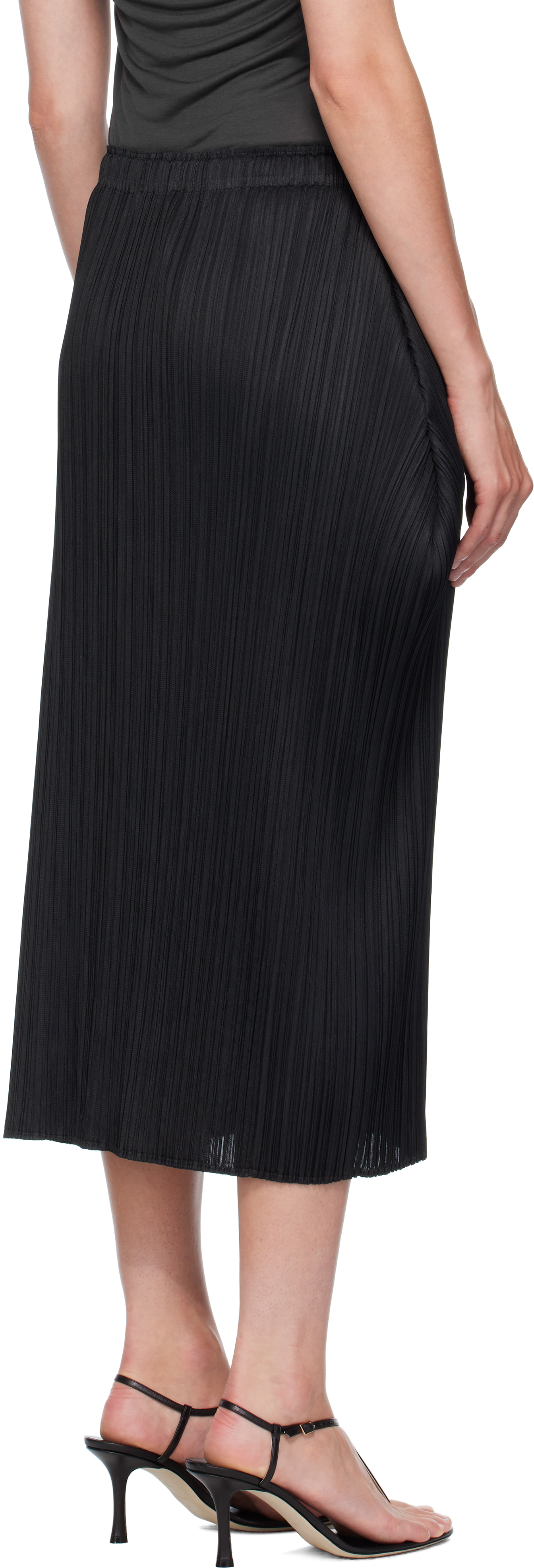Issey Miyake Black Mid-may Lamp Shade Midi Skirt In Black
