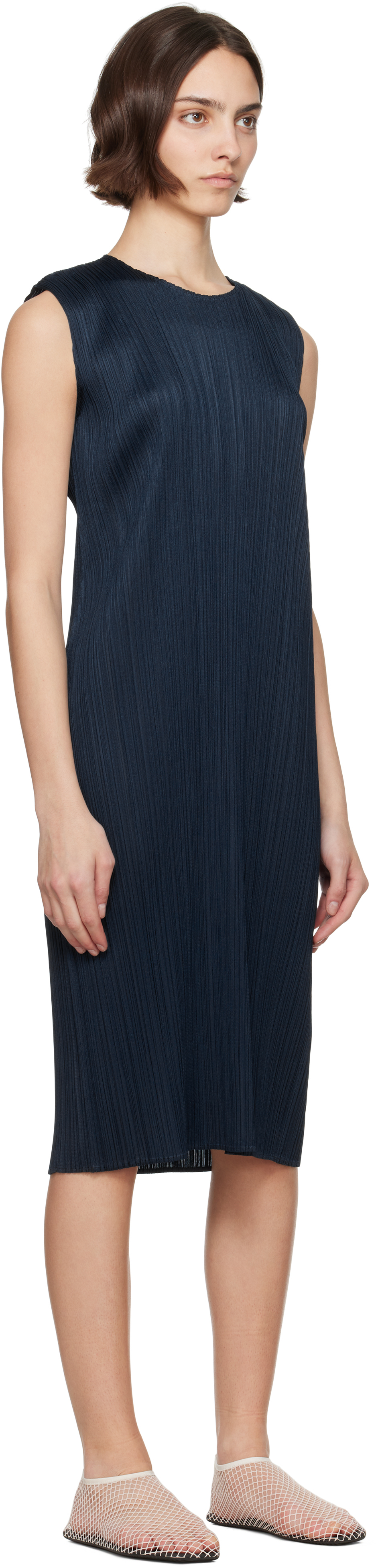 Shop Issey Miyake Navy Monthly Colors April Midi Dress