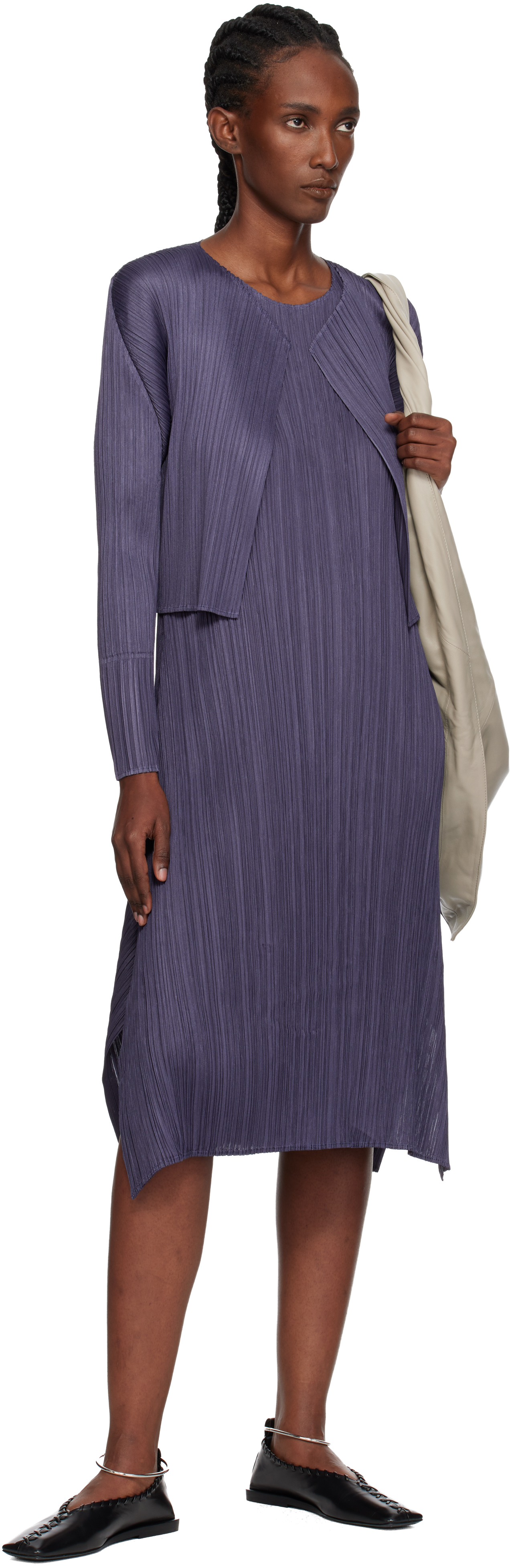 Issey Miyake Gray Monthly Colors July Midi Dress In Purple