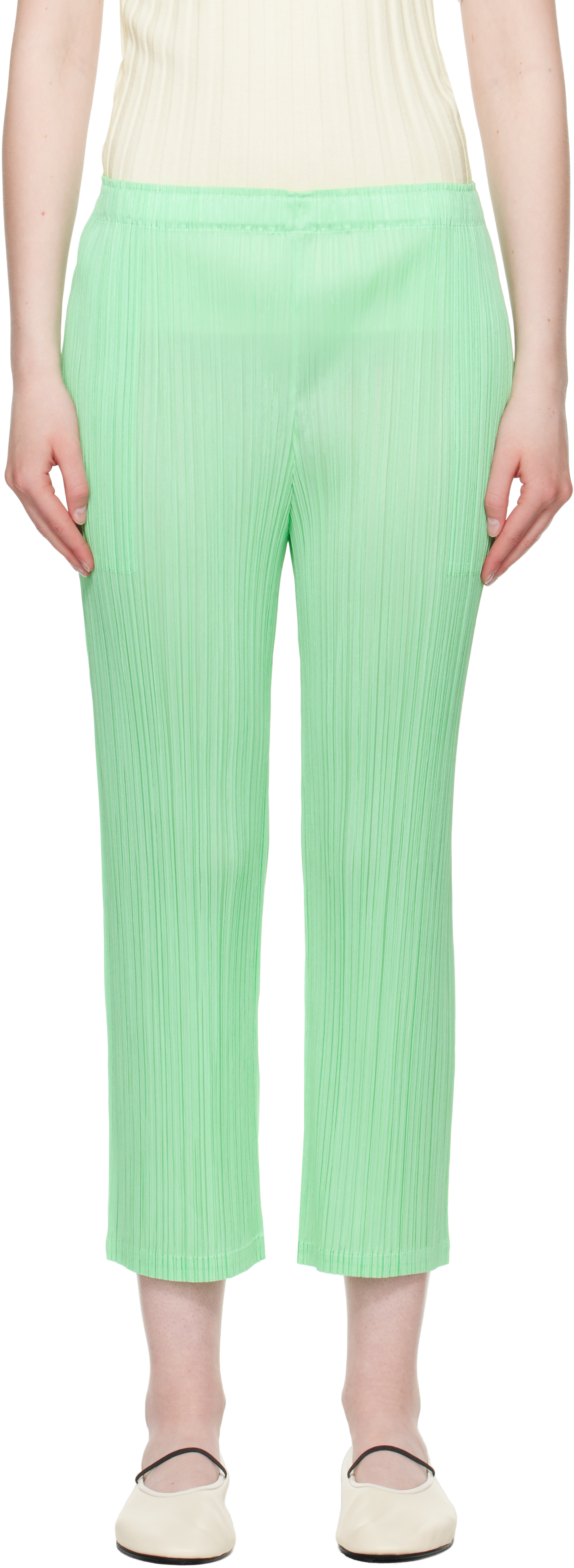 Green Monthly Colors May Trousers by PLEATS PLEASE ISSEY MIYAKE on