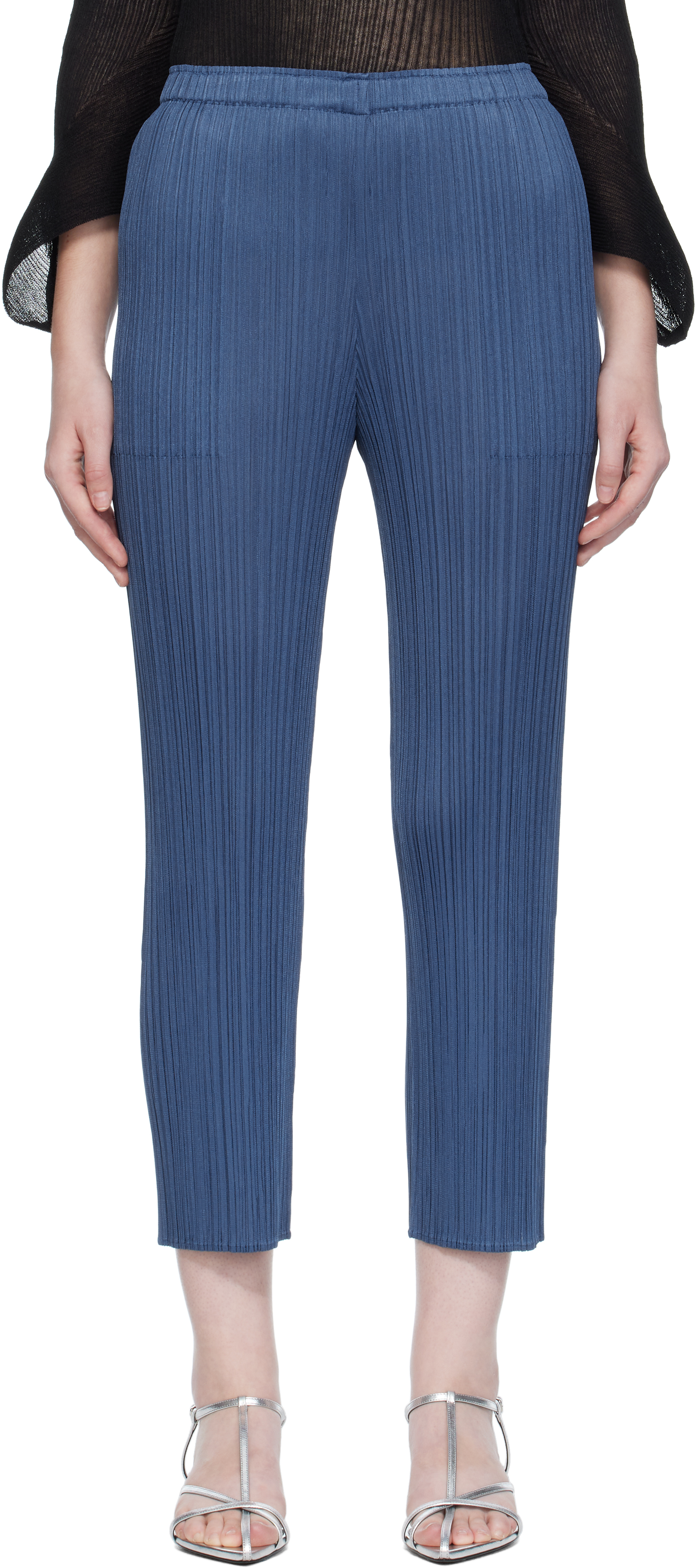 Navy Lamp Shade Trousers by PLEATS PLEASE ISSEY MIYAKE on Sale