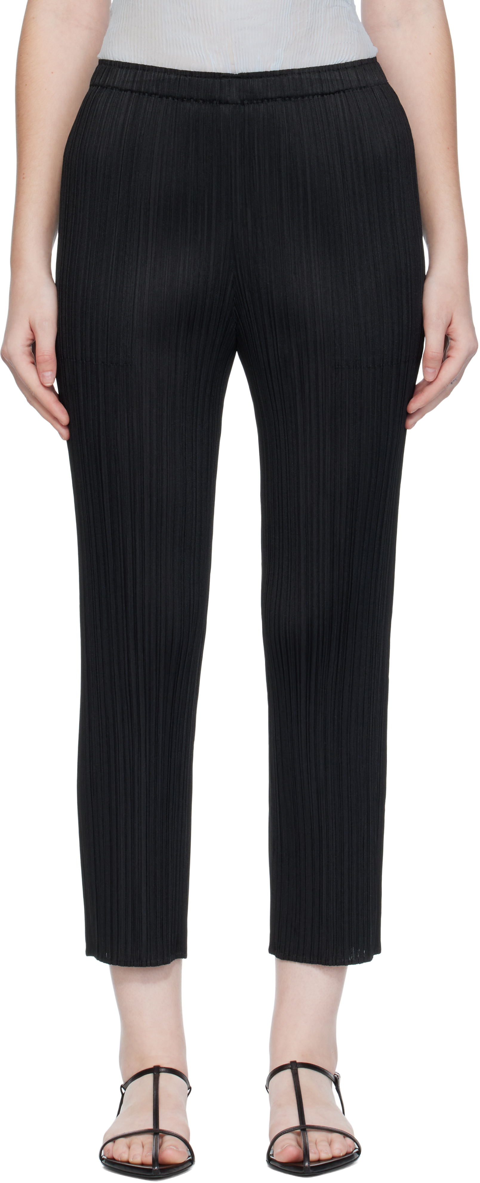 PLEATS PLEASE ISSEY MIYAKE: Black Lamp Shade Trousers | SSENSE