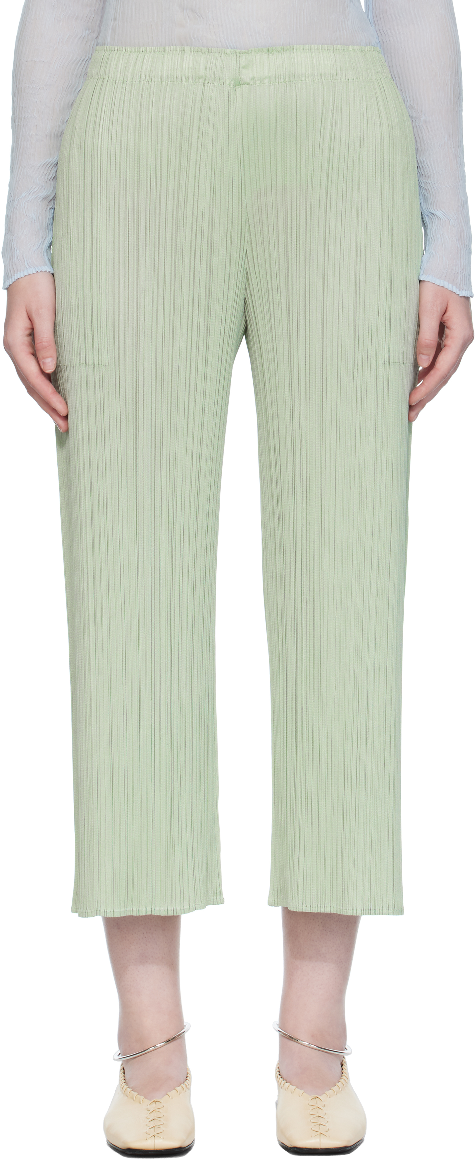 Green Monthly Colors June Trousers by PLEATS PLEASE ISSEY MIYAKE