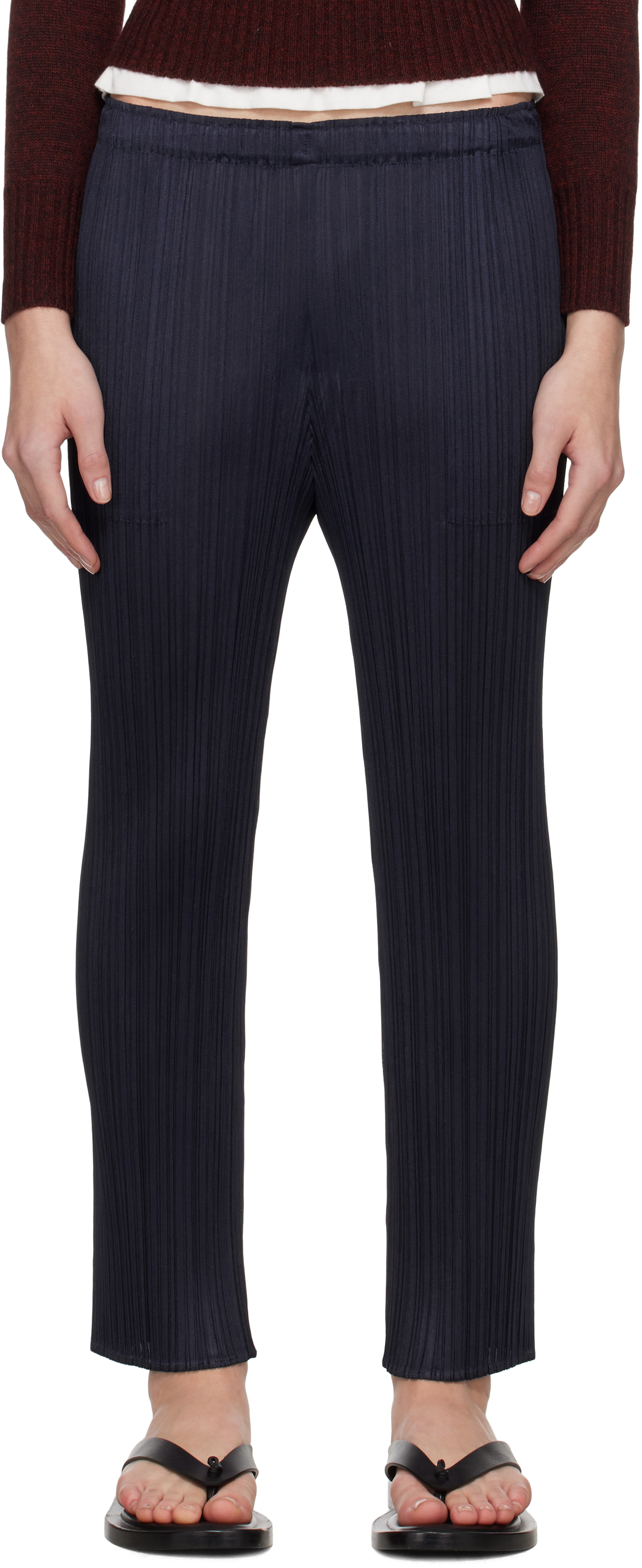 ISSEY MIYAKE NAVY JUNE NEW COLORFUL BASICS 4 TROUSERS