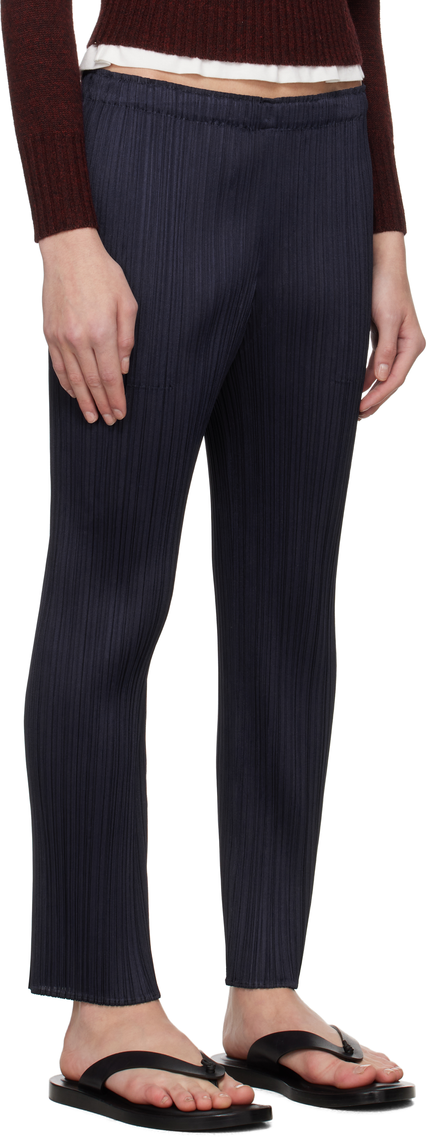 ISSEY MIYAKE NAVY JUNE NEW COLORFUL BASICS 4 TROUSERS