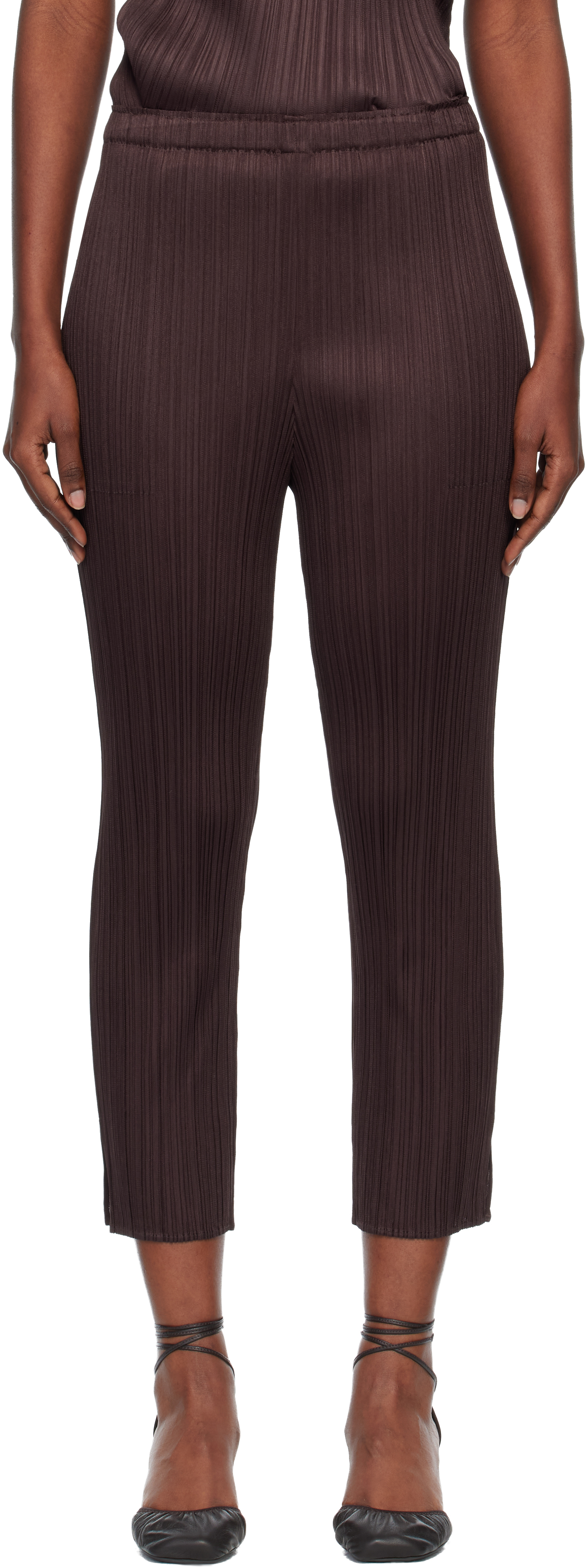 PLEATS PLEASE ISSEY MIYAKE: Brown Monthly Colors July Trousers