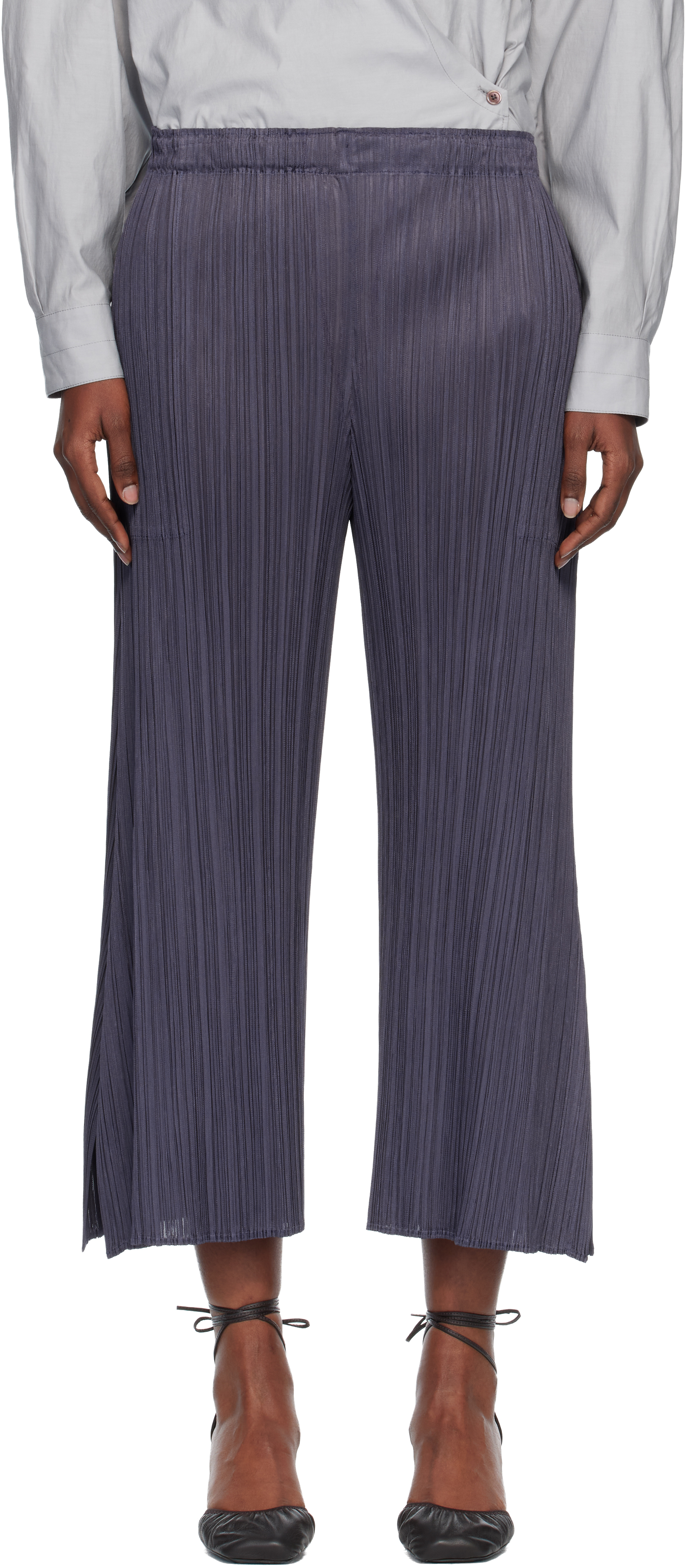 Gray Monthly Color July Trousers by PLEATS PLEASE ISSEY MIYAKE on Sale