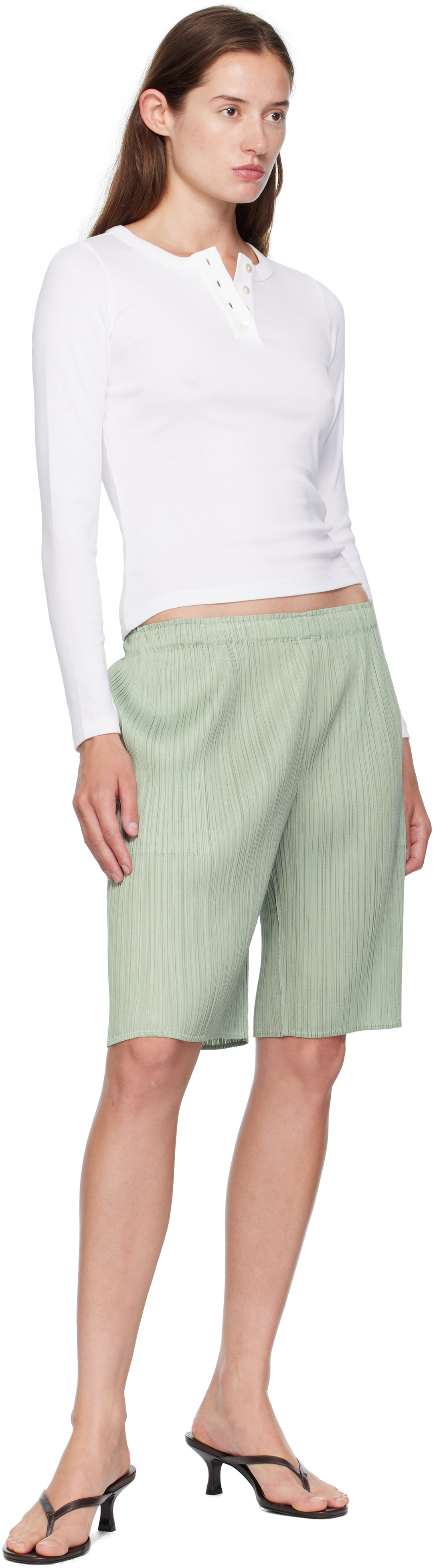 Issey Miyake Green June Monthly Colors Shorts In Multi