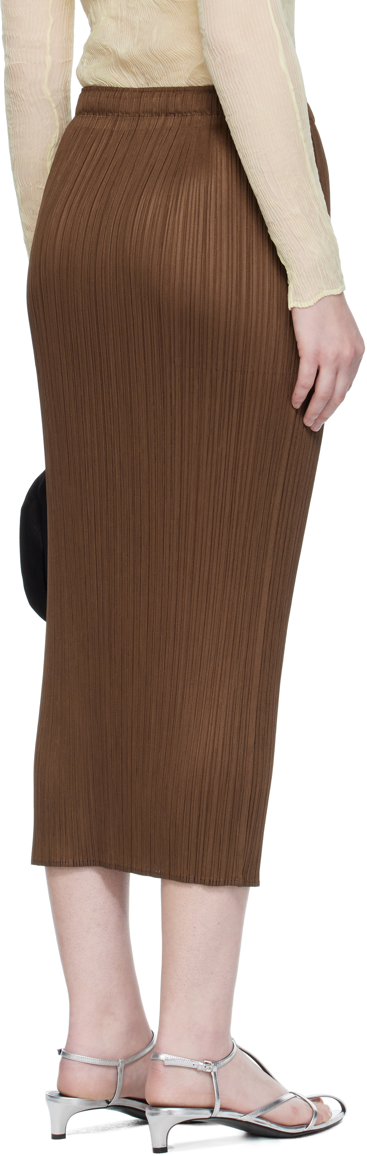 Issey Miyake Brown New Colorful Basics 4 Midi Skirt In Brown