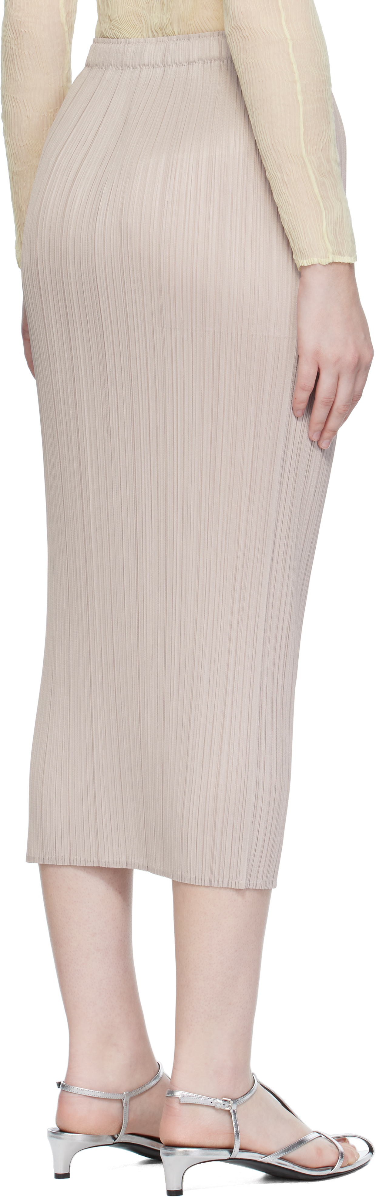 Issey Miyake Gray New Colorful Basics 4 Midi Skirt In Neutral