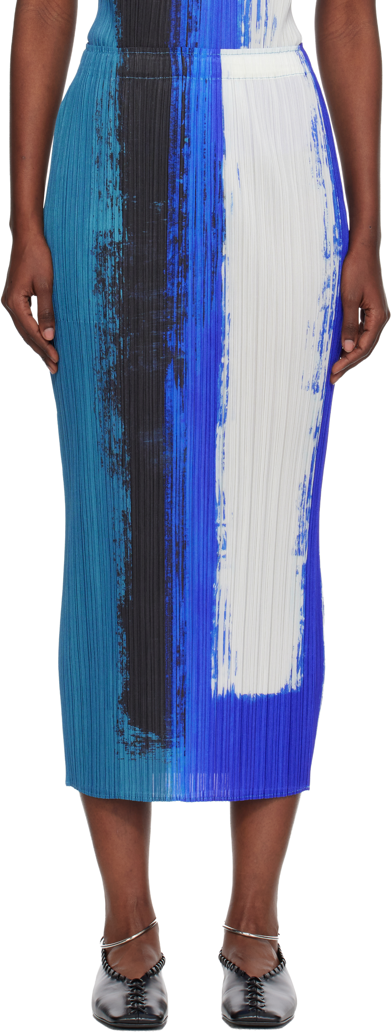 Blue Jump Maxi Skirt by PLEATS PLEASE ISSEY MIYAKE on Sale